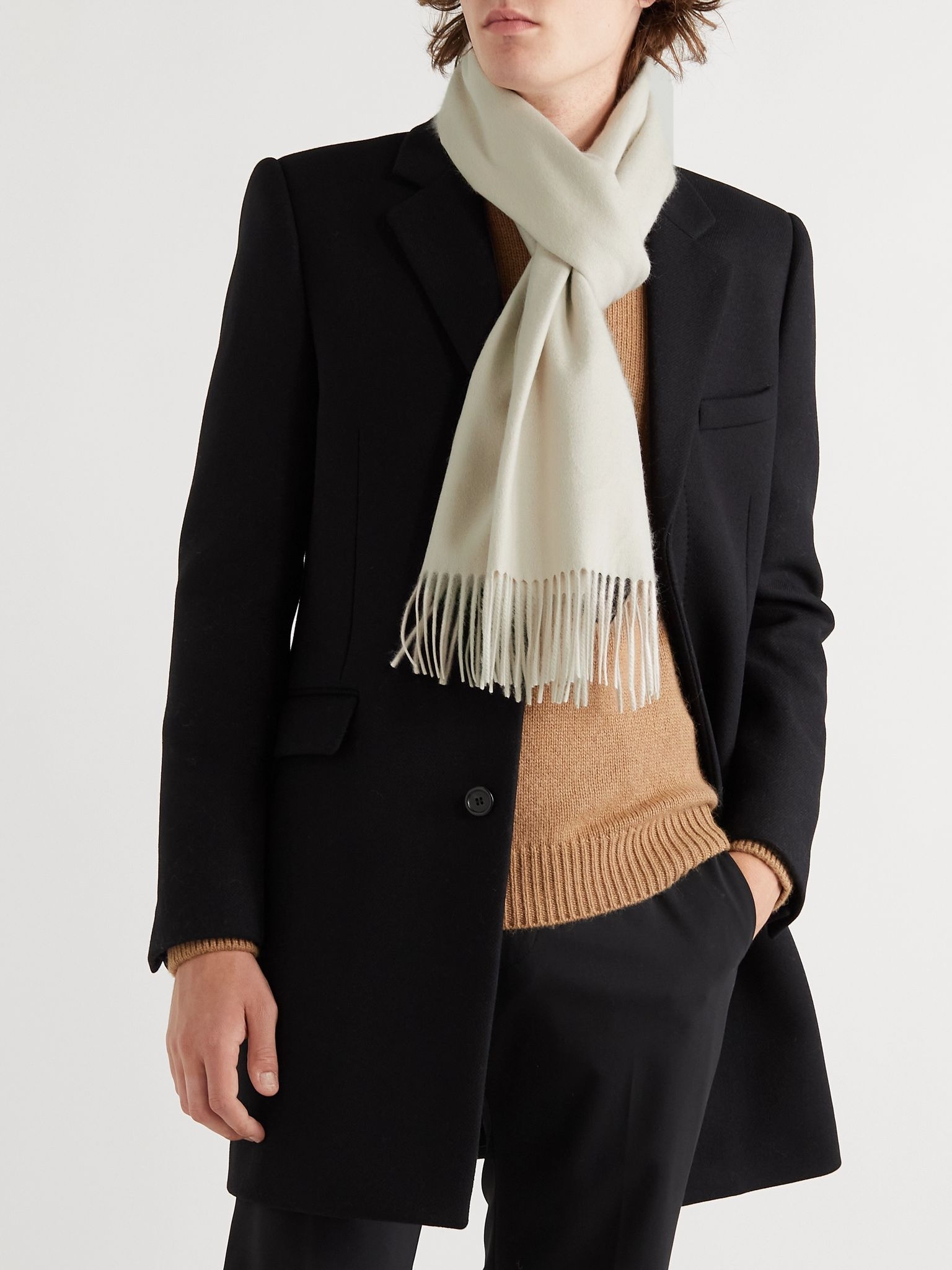 Logo-Appliquéd Fringed Cashmere Scarf - 2