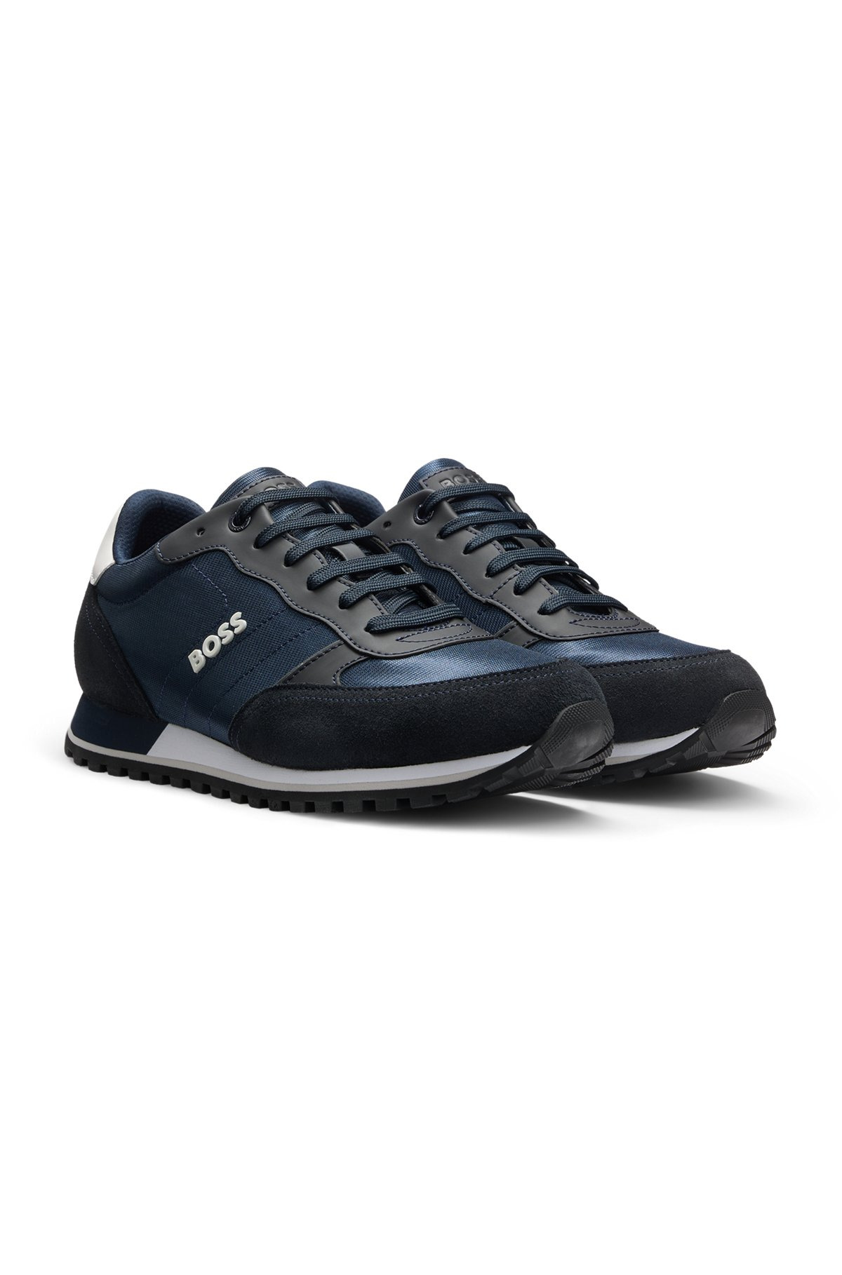 MIXED-MATERIAL TRAINERS WITH FAUX-LEATHER TRIMS - 2