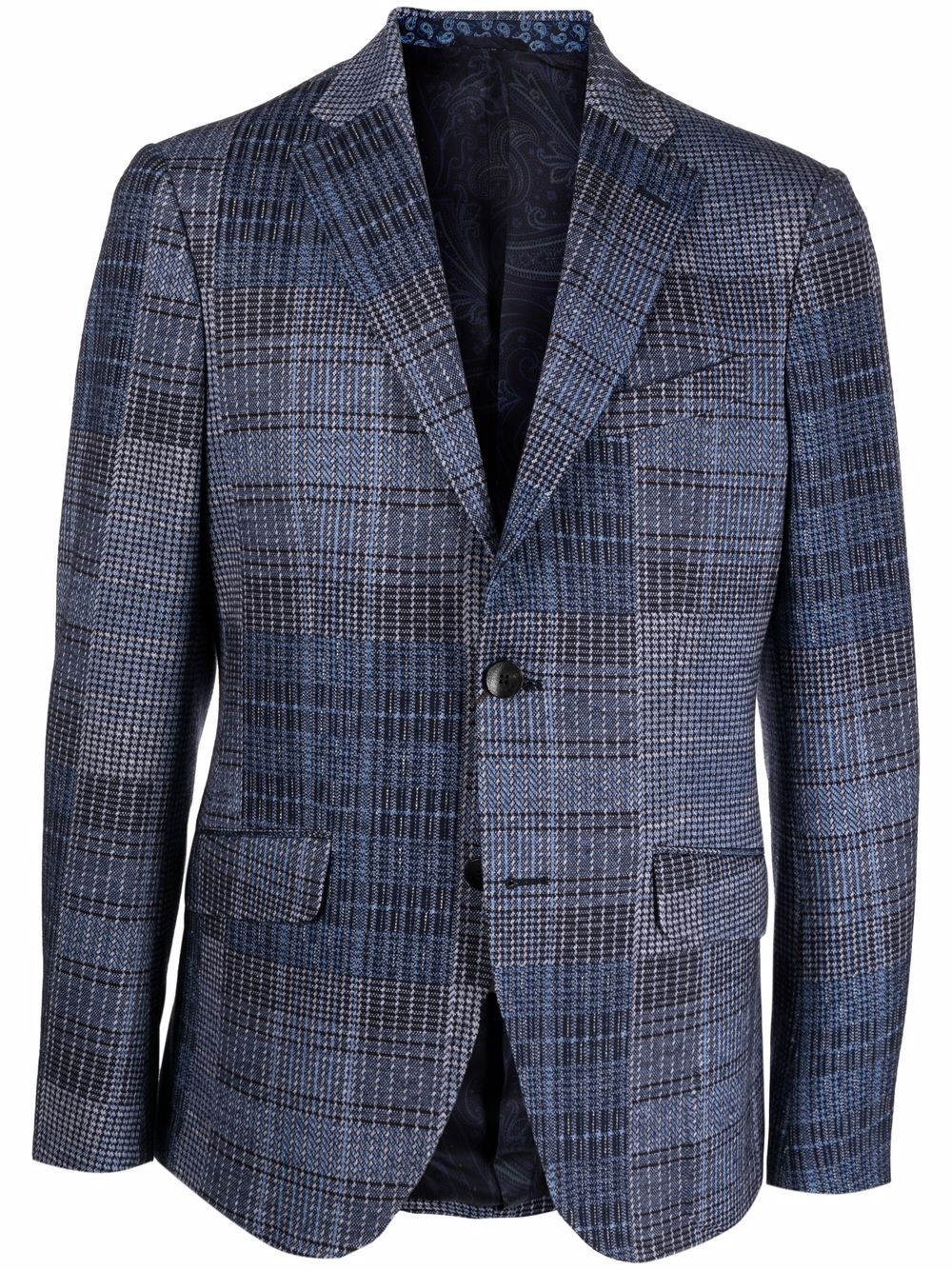 single-breasted multi-check blazer - 1