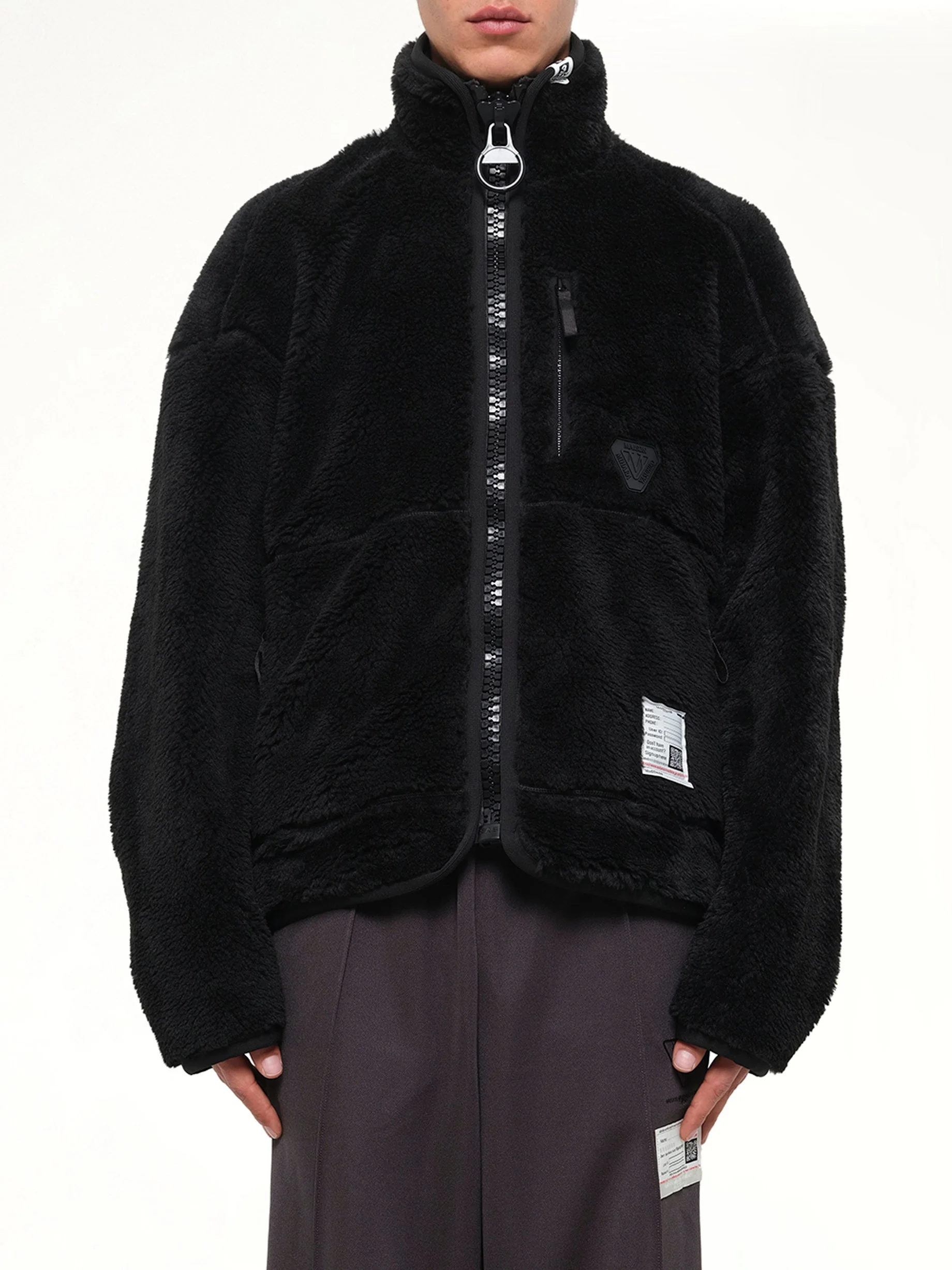 Wide Back Boa Blouson in Black - 1