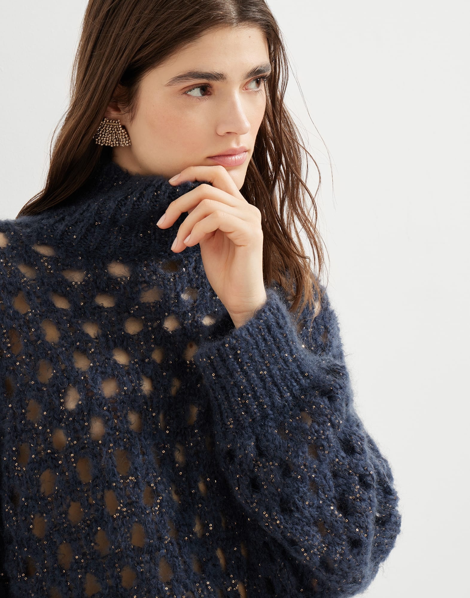 Wispy mohair and wool dazzling net turtleneck sweater - 3