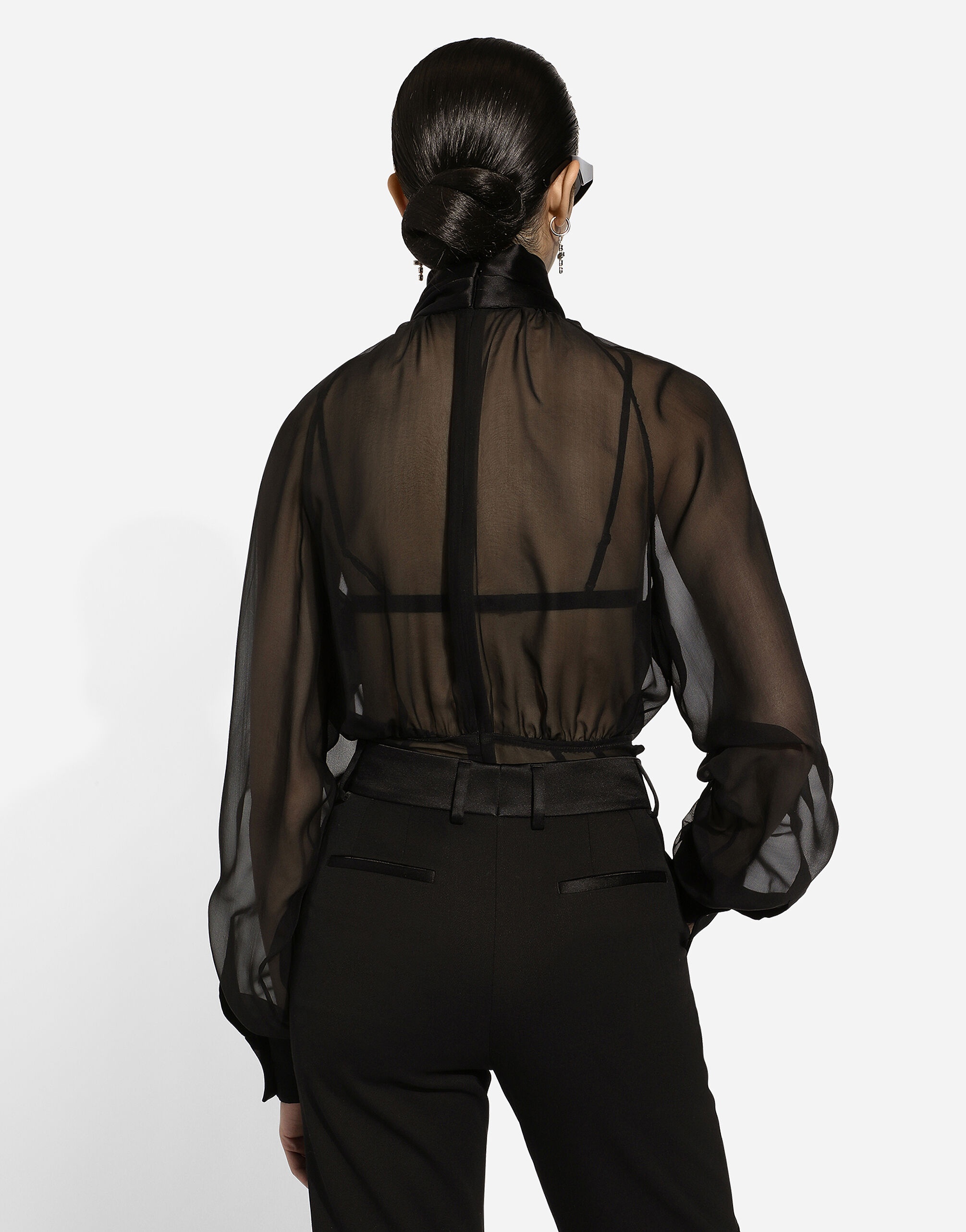 Chiffon pussy-bow blouse - 5