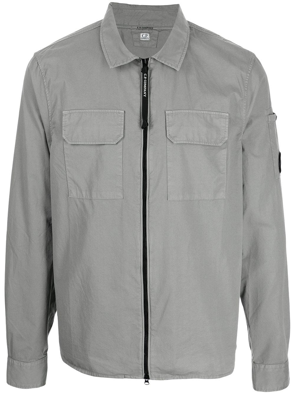 logo-patch zipped cargo shirt - 1