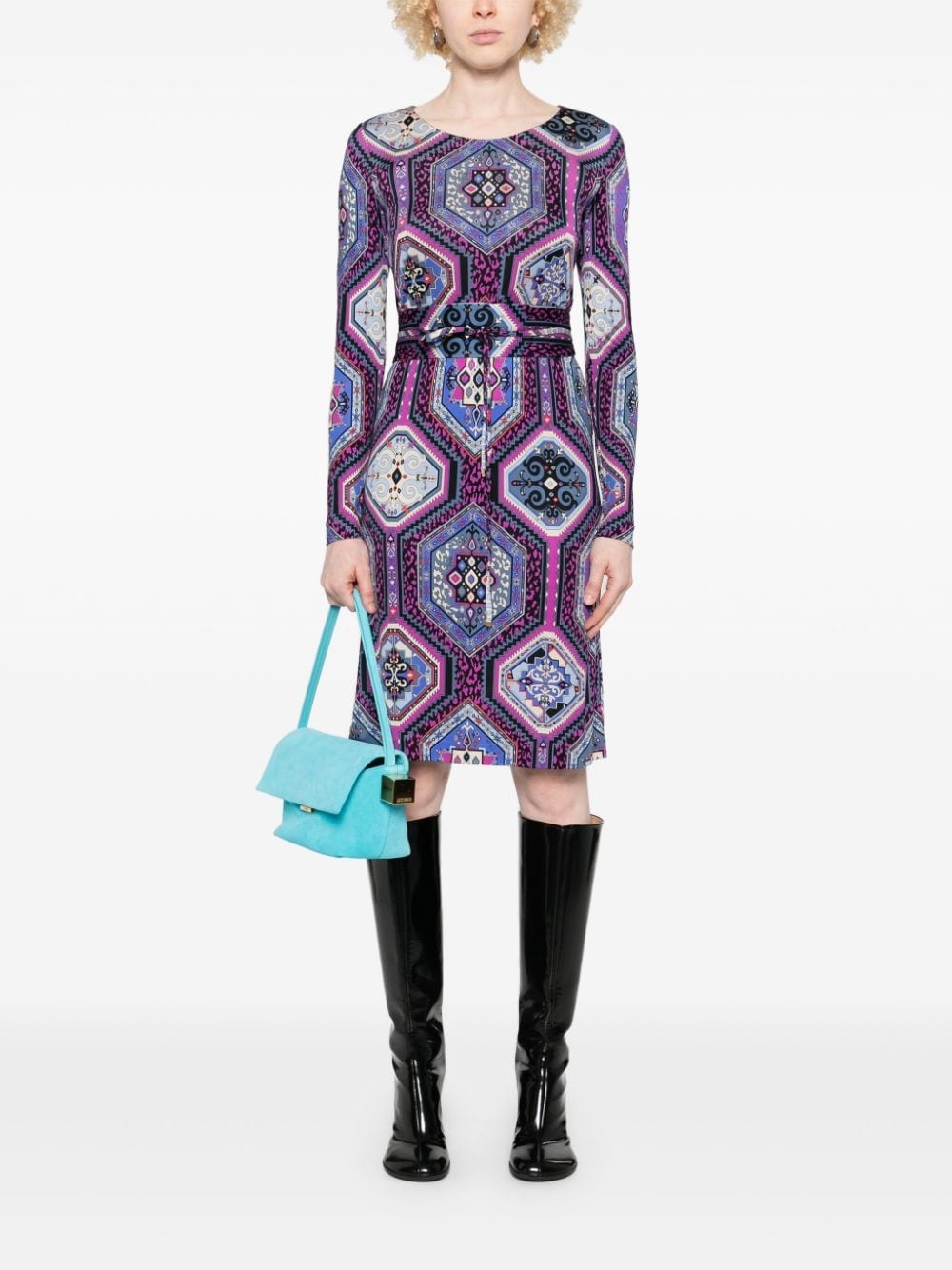 geometric-print midi dress - 2