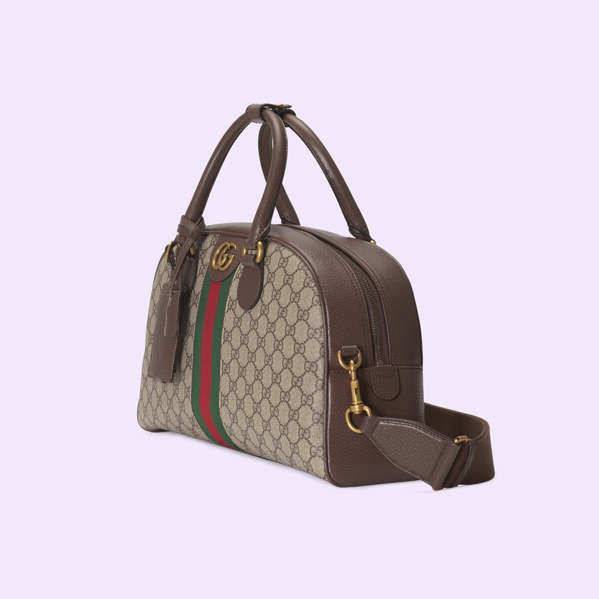 Gucci Savoy maxi duffle bag in beige and ebony Supreme