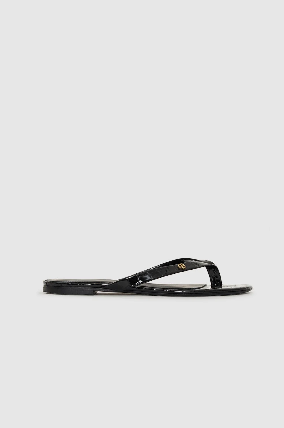 Noelle Thong Sandals - Embossed Black - 1