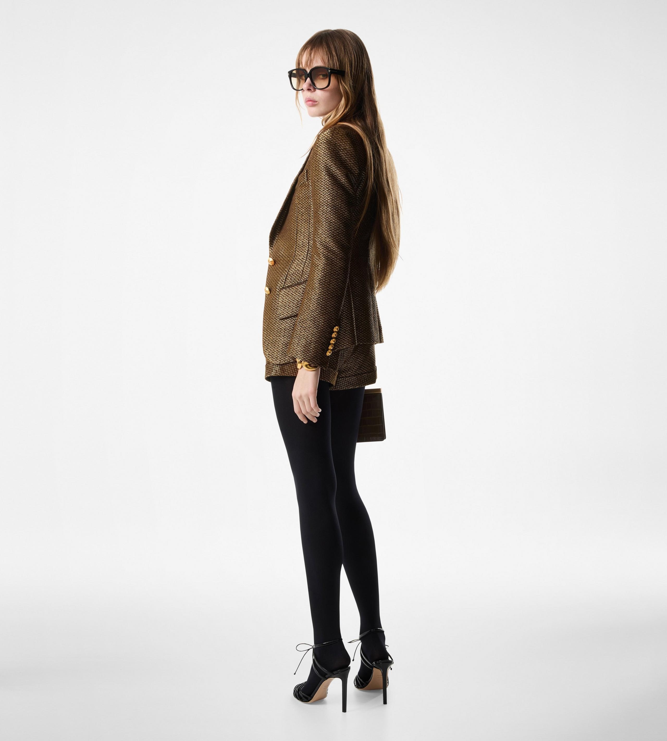 METALLIC SILK BLEND BOUCLE' TAILORED SHORTS - 4