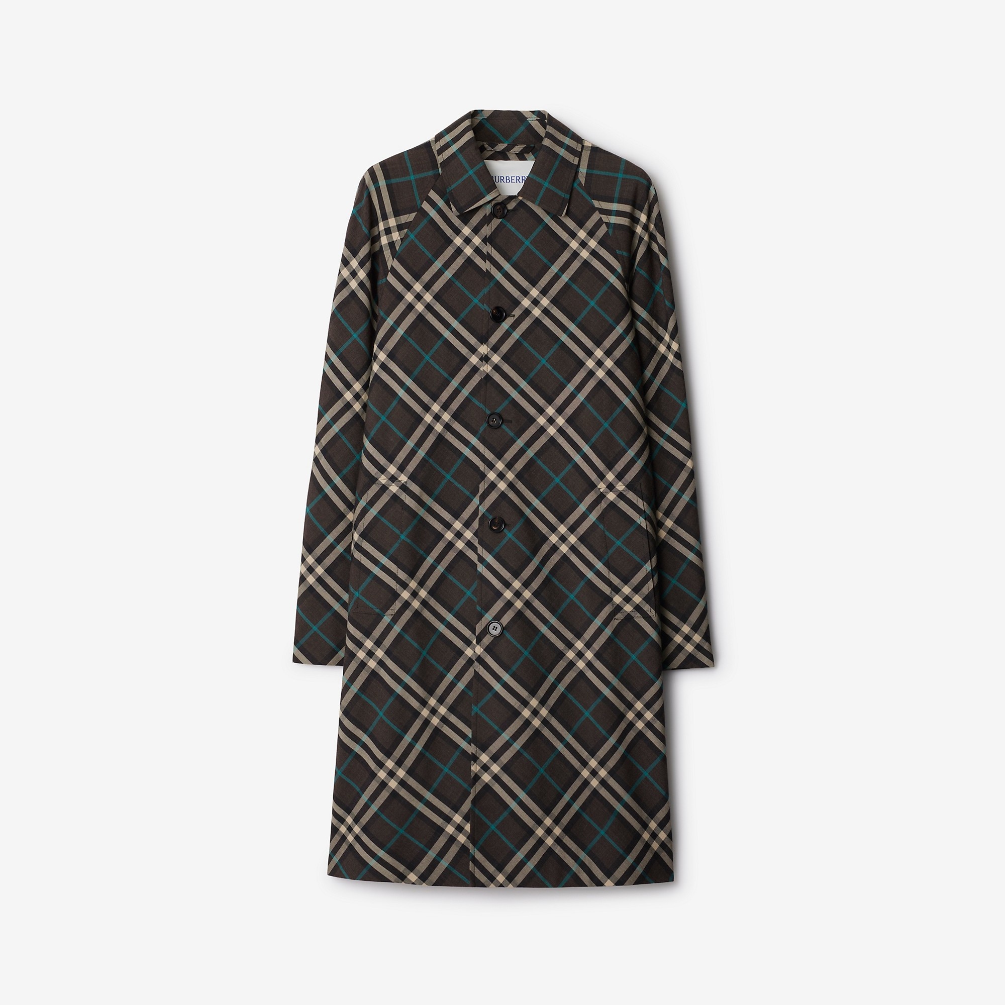 Mid-length Check Car Coat - 1