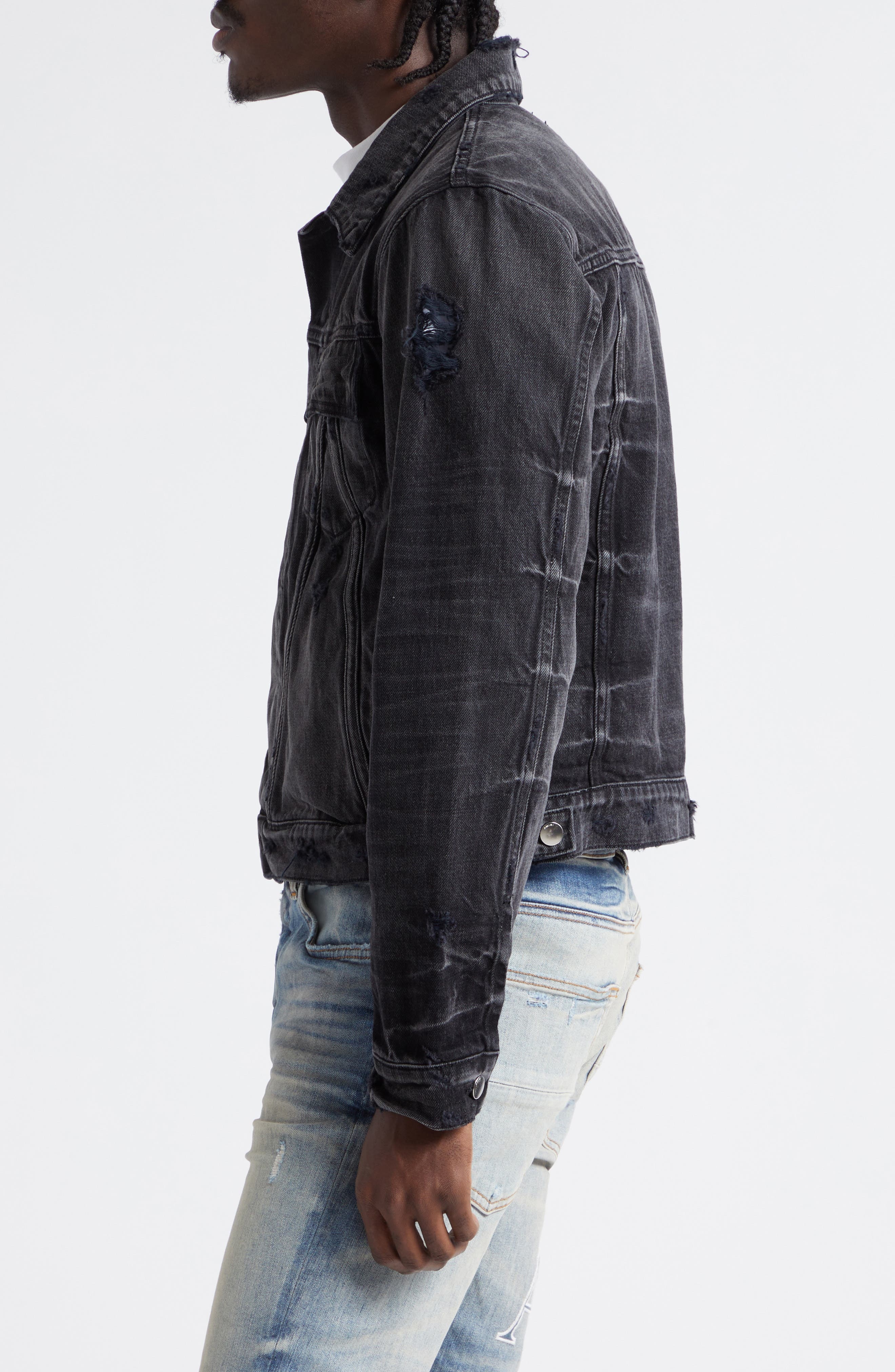 MA Distressed Denim Trucker Jacket - 3