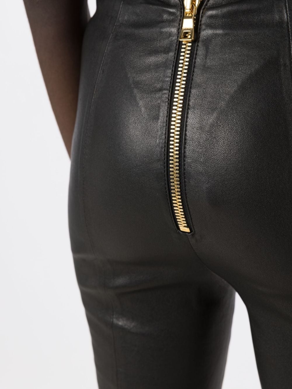 high-waisted leather trousers - 5