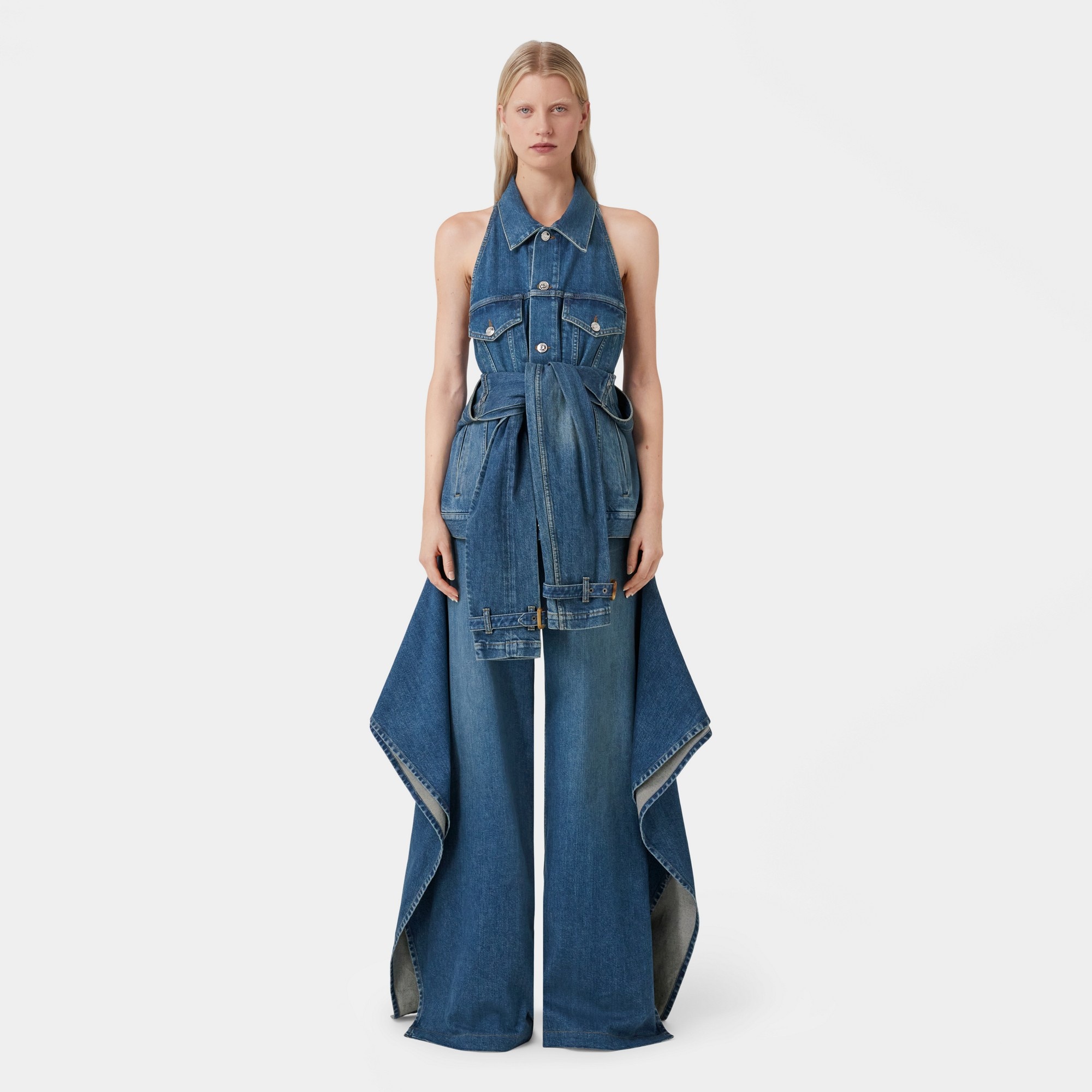 Stonewashed Denim Wide-leg Jeans - 3