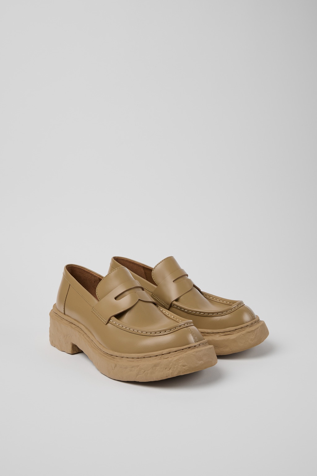 Beige Leather Loafers - 2