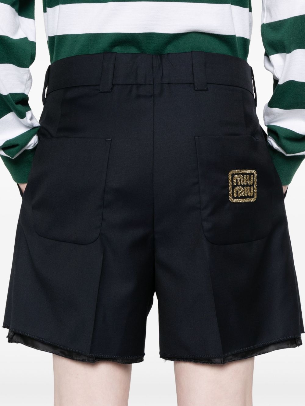 logo-embroidered wool shorts - 5