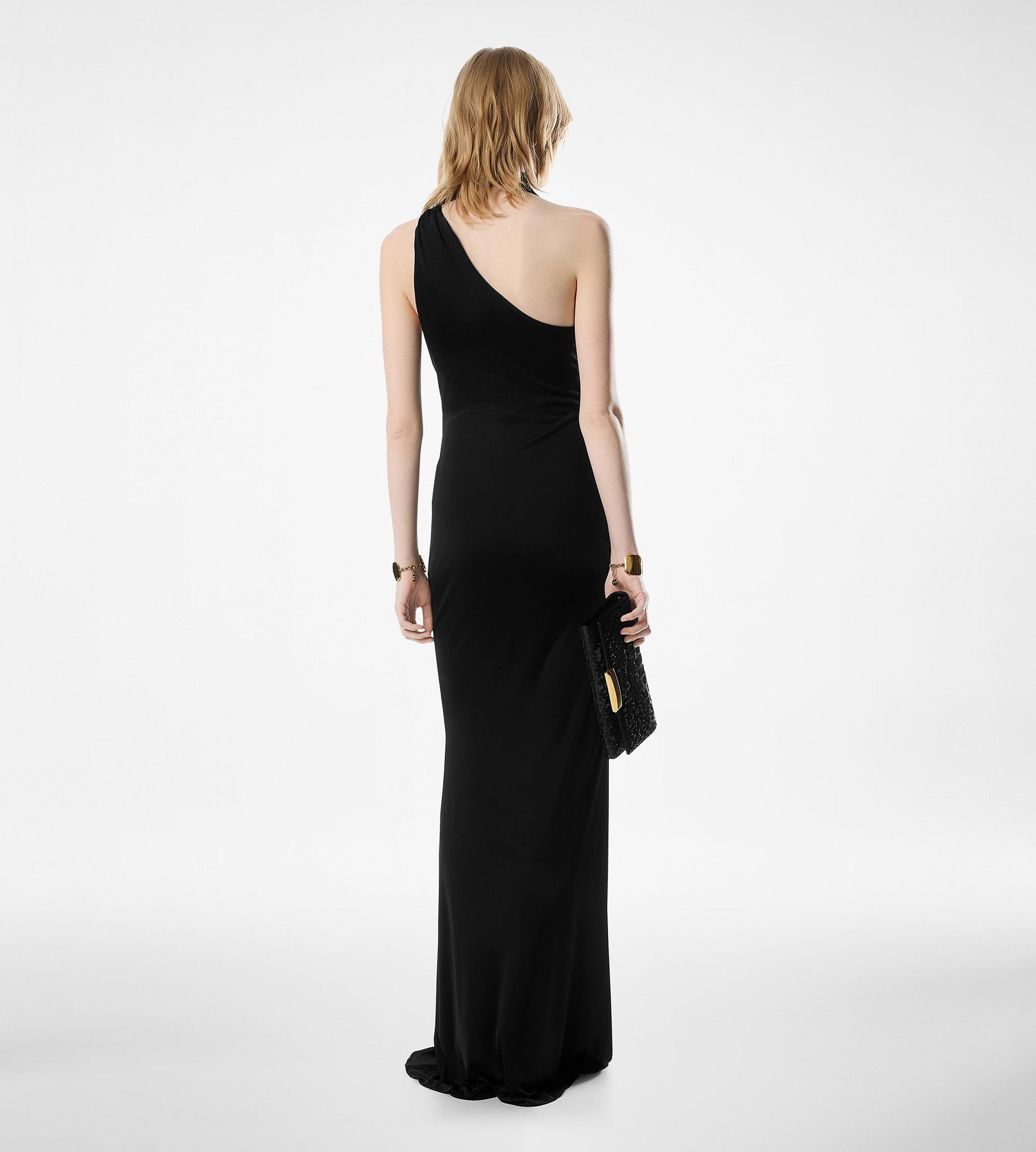 ONE SHOULDER EVENING DRESS WITH SCARF DETAIL - 4