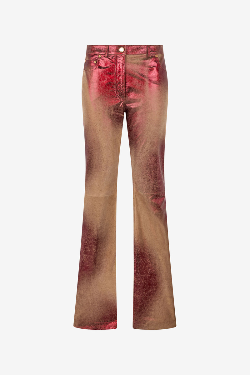 Metallic Leather Flare Pants 1