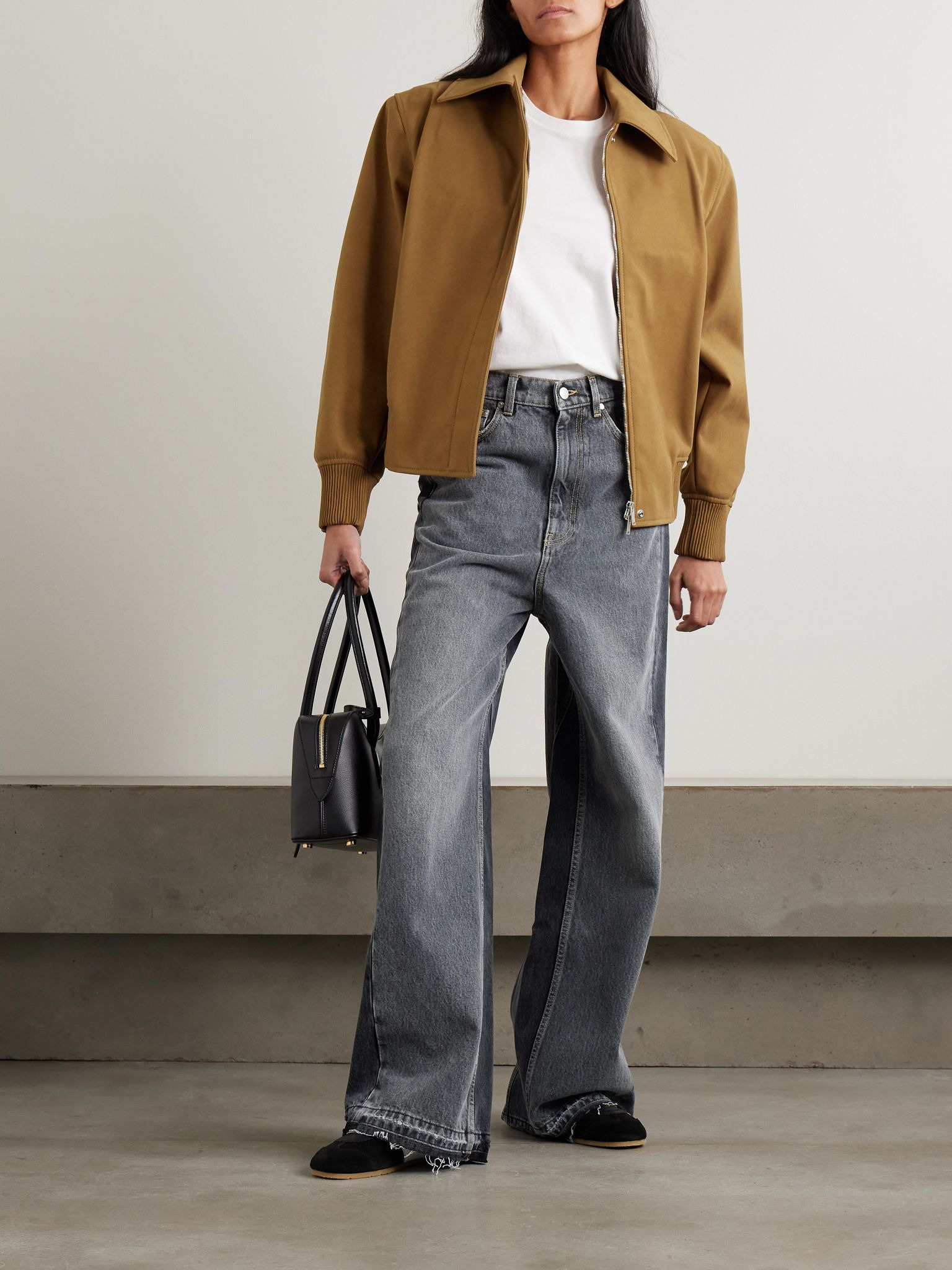 Frayed two-tone mid-rise wide-leg organic jeans Dark denim - 2