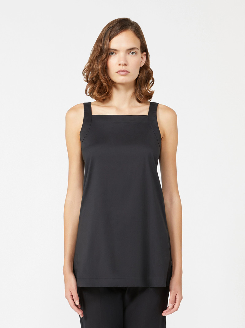 VORTICE Flowing stretch poplin top - BLACK 3