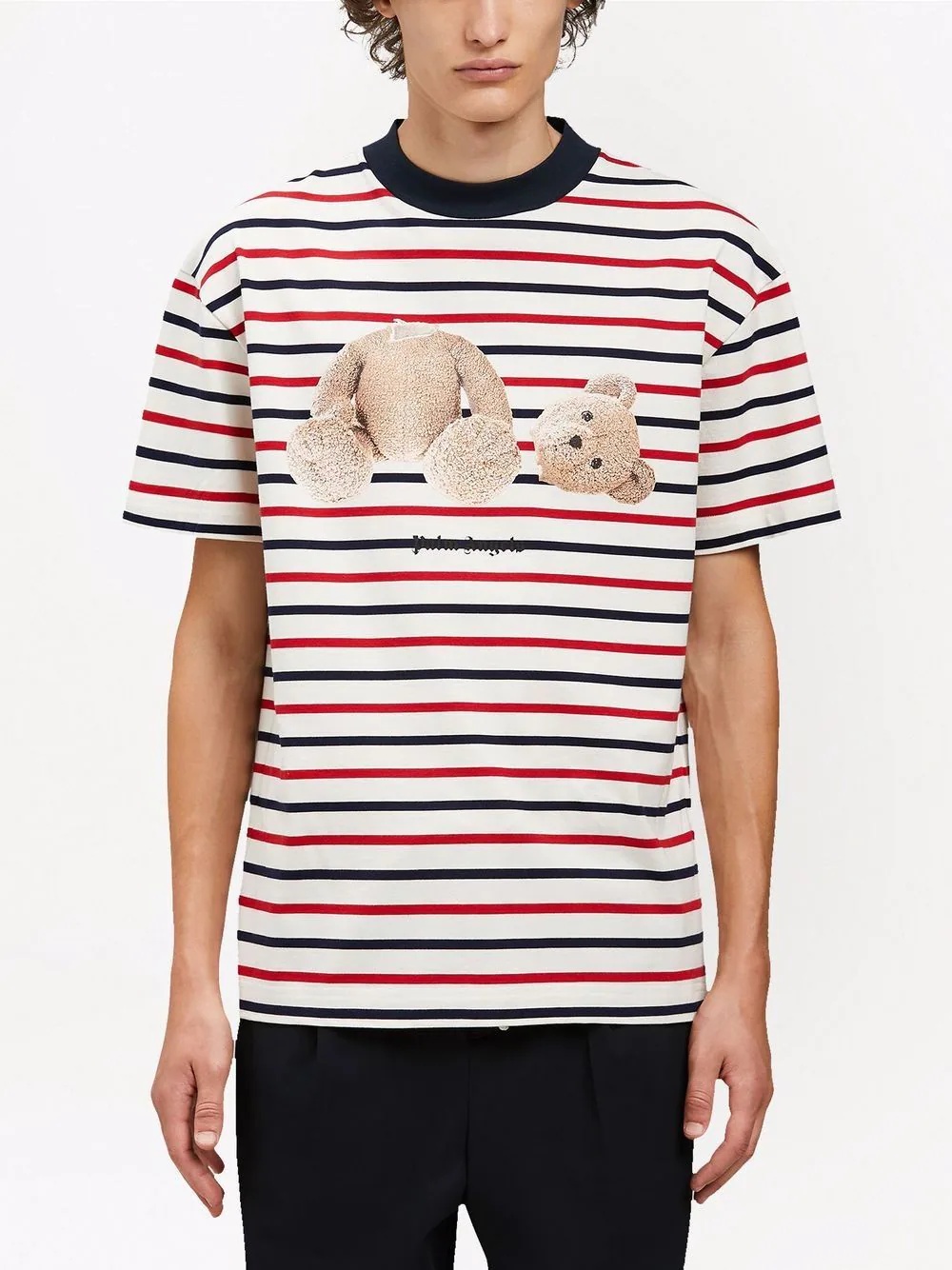 Bear-print striped T-shirt - 3