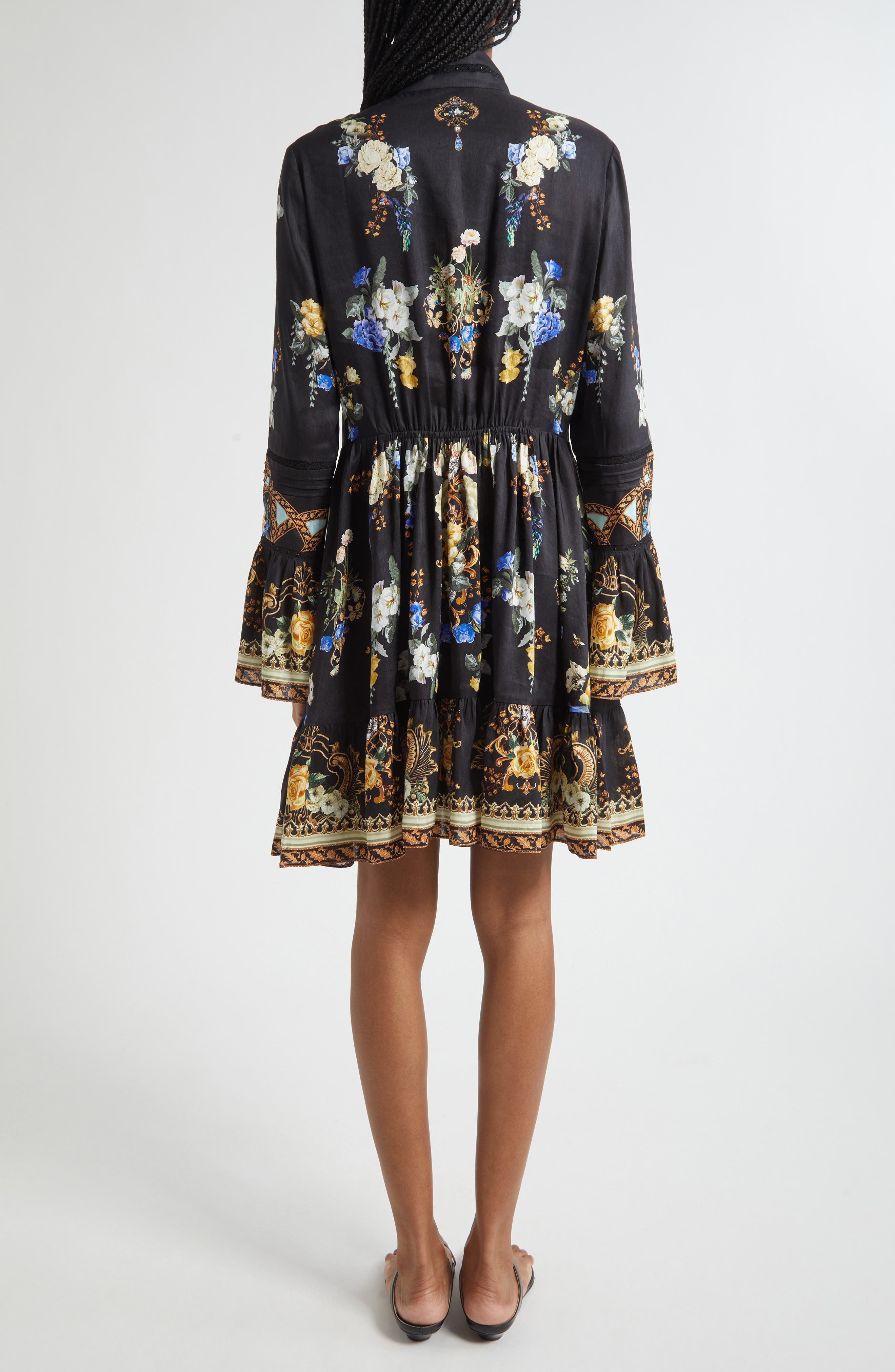 Camilla Ottoman Elegance Long Sleeve Linen & Silk Minidress at Nordstrom - 2