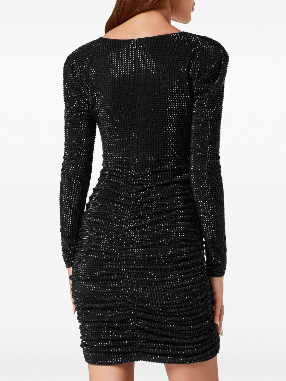 padded-shoulder strass mini dress - 4