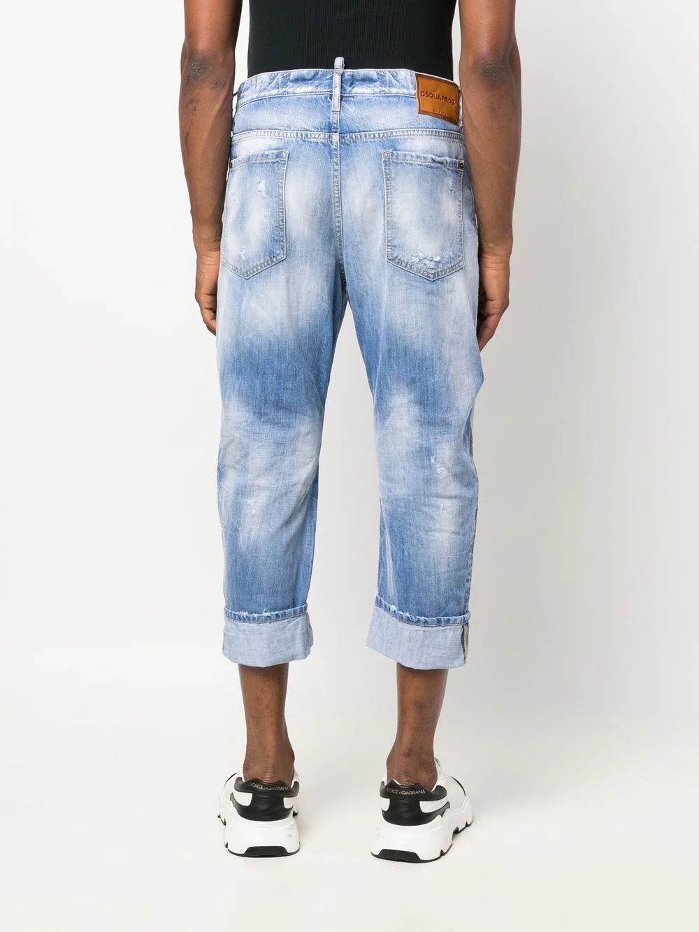 distressed cropped jeans - 4