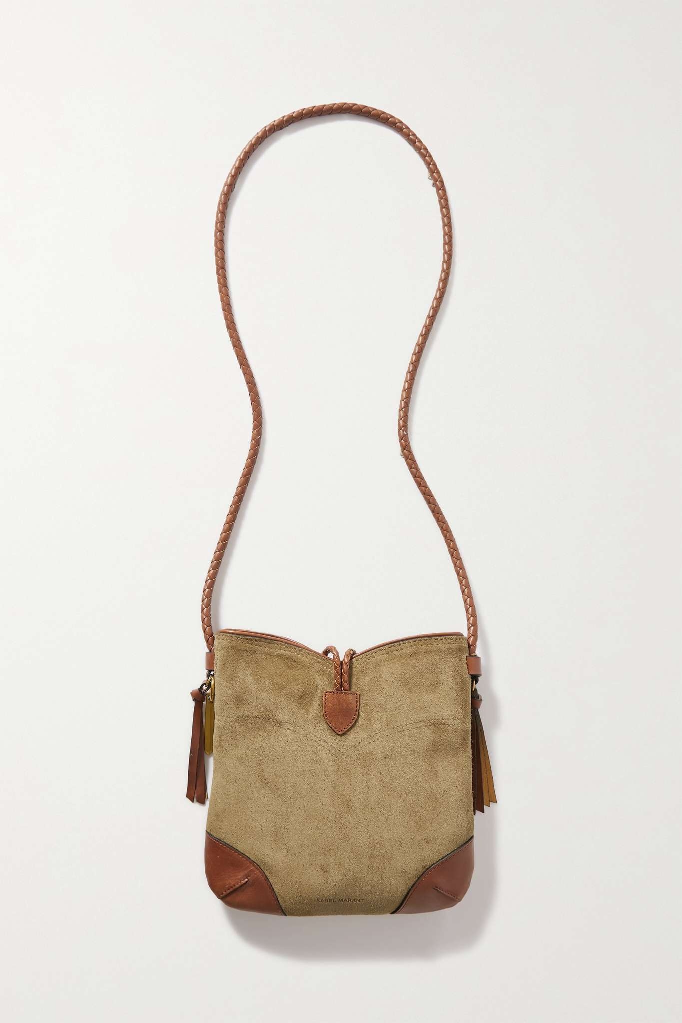 Taggy mini leather-trimmed suede shoulder bag - 3