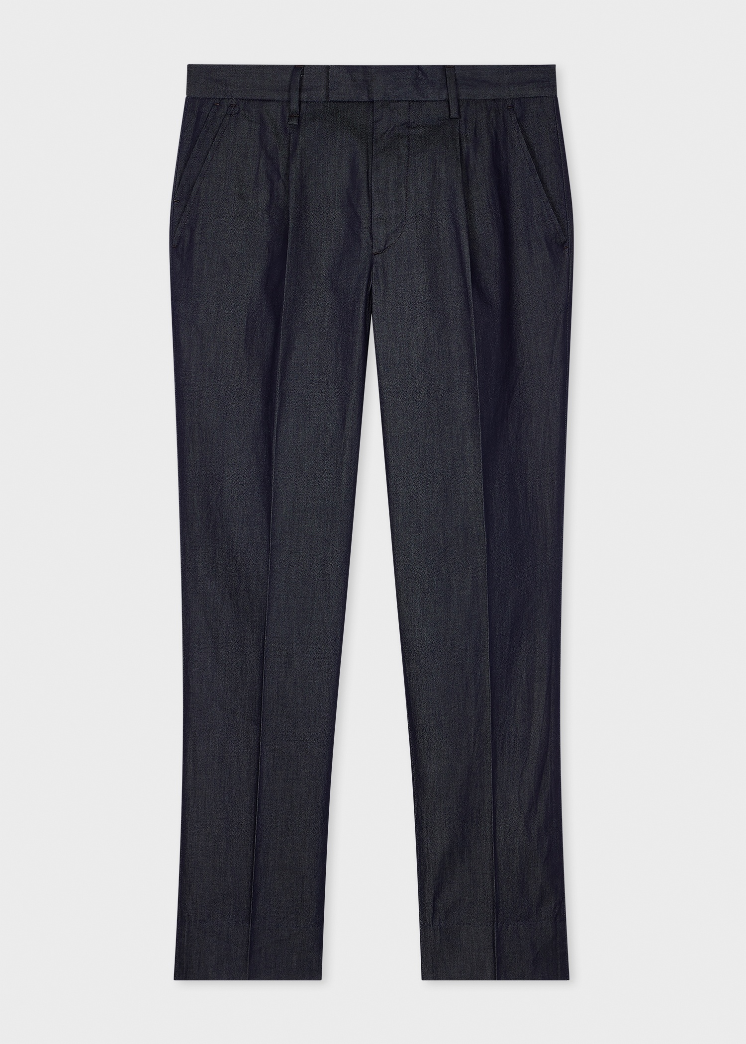 Indigo Rinse Cotton-Twill Pleated Trousers - 1