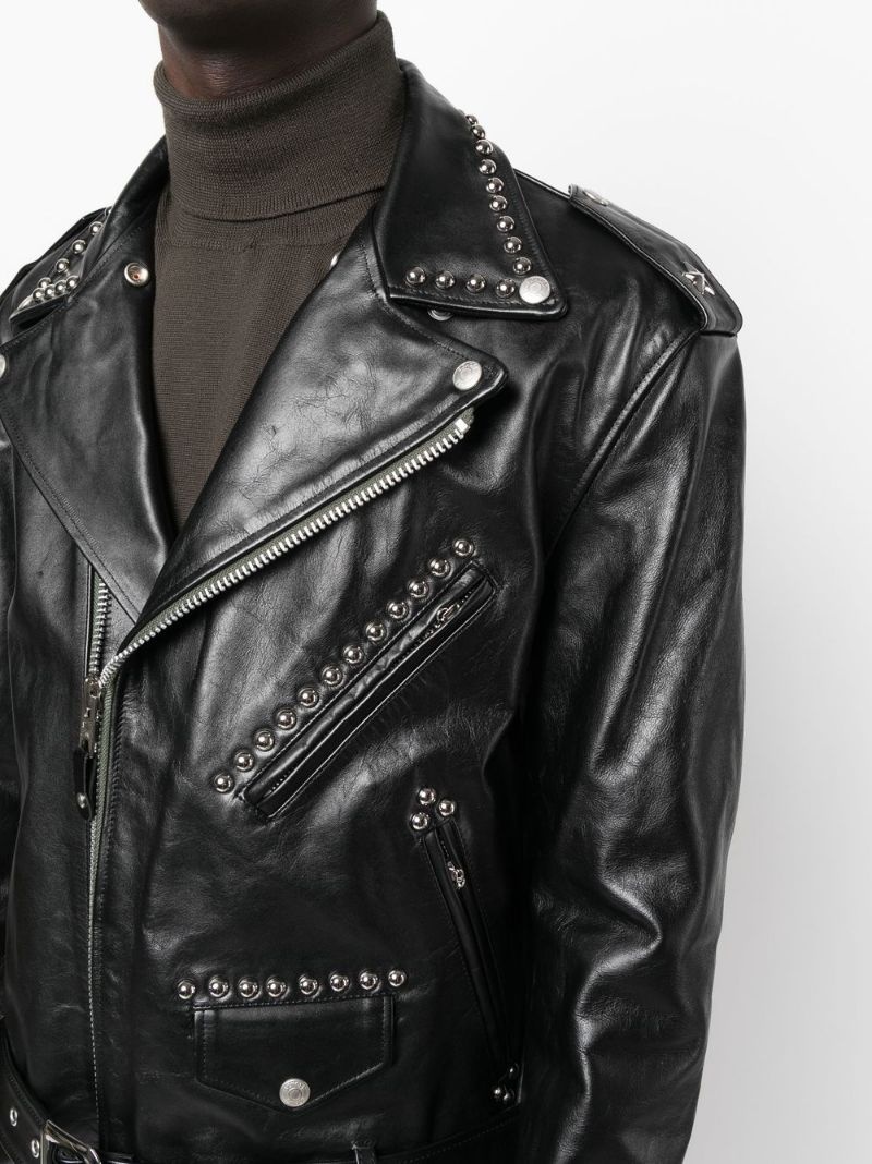 stud-embellished leather biker jacket - 5