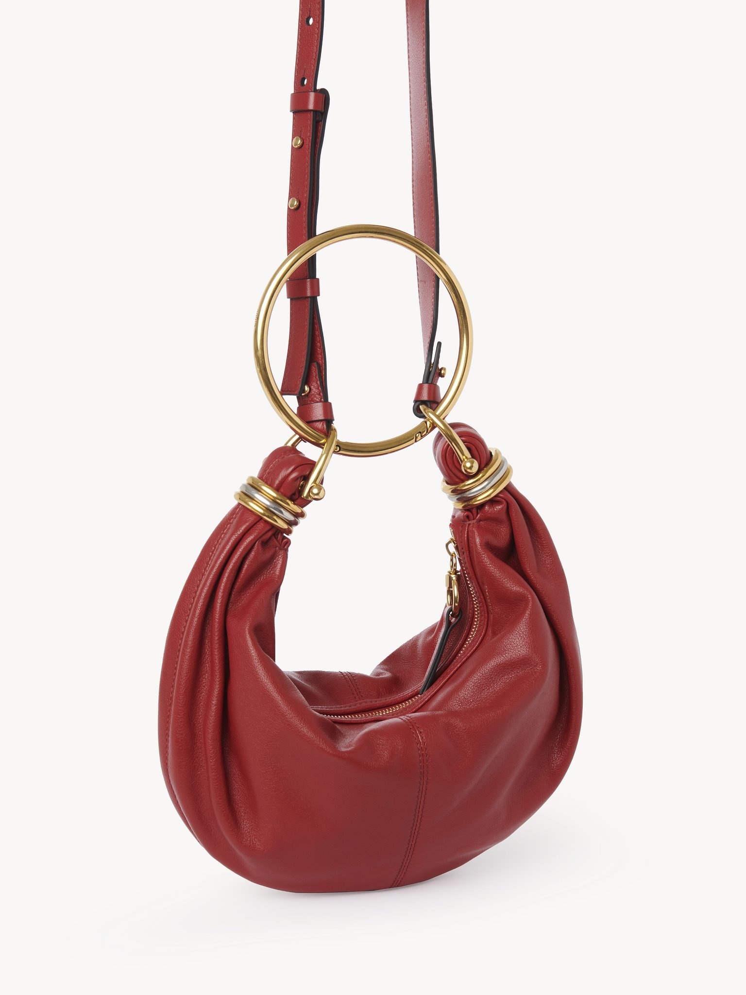 SMALL BRACELET HOBO BAG IN GRAINED LEATHER - 3
