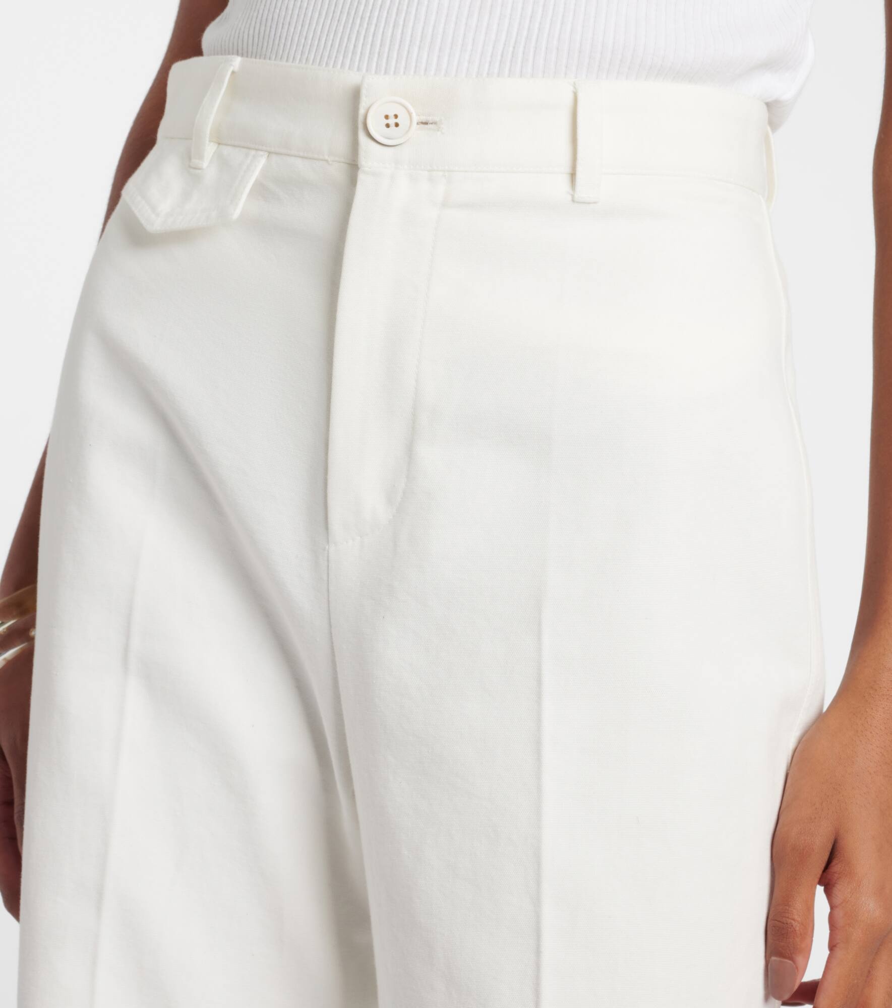 High-rise cotton canvas flared pants - 4