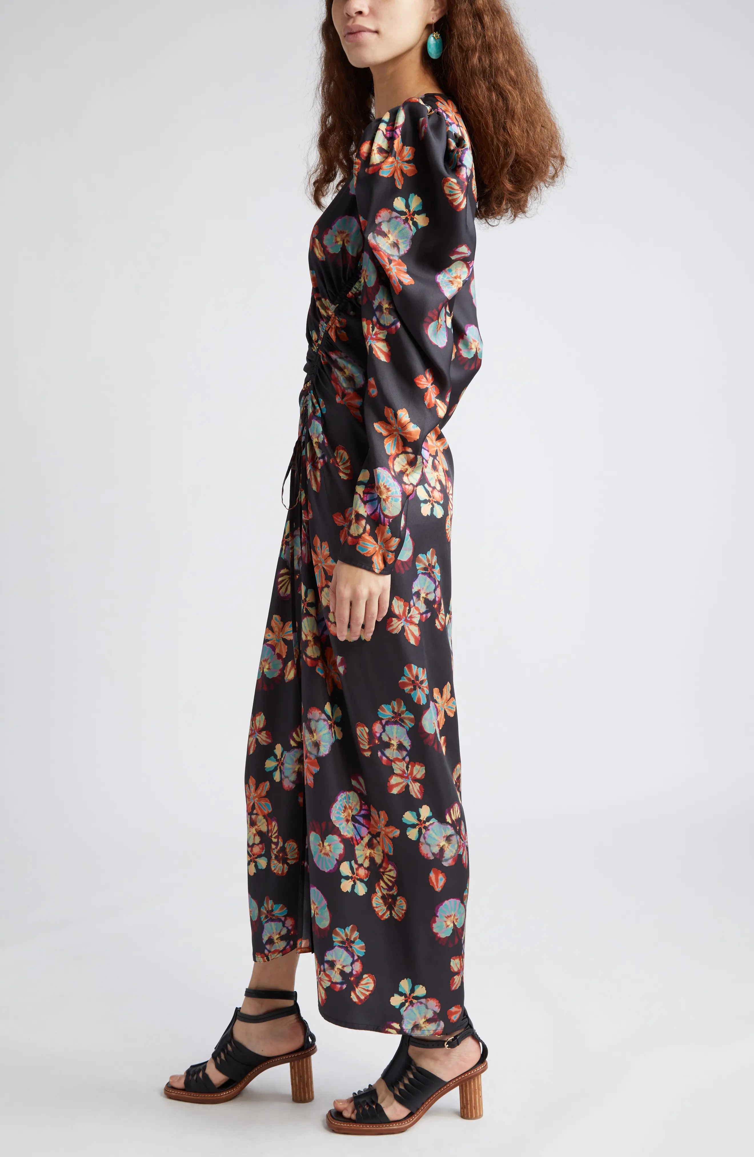 Amalie Floral Long Sleeve Silk Maxi Dress - 3