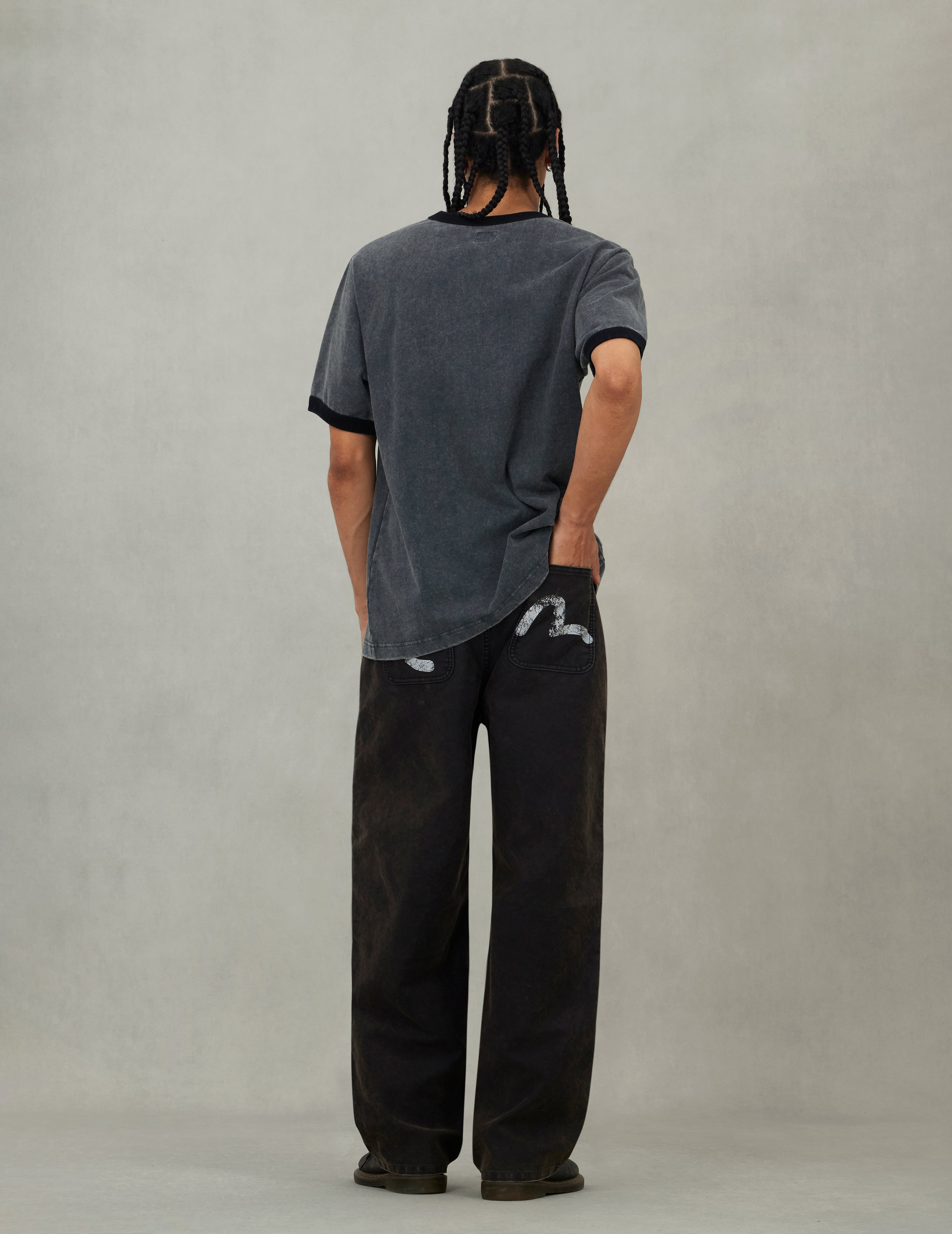 EVISU Workwear Print Relax Fit Ringer T-shirt - 6