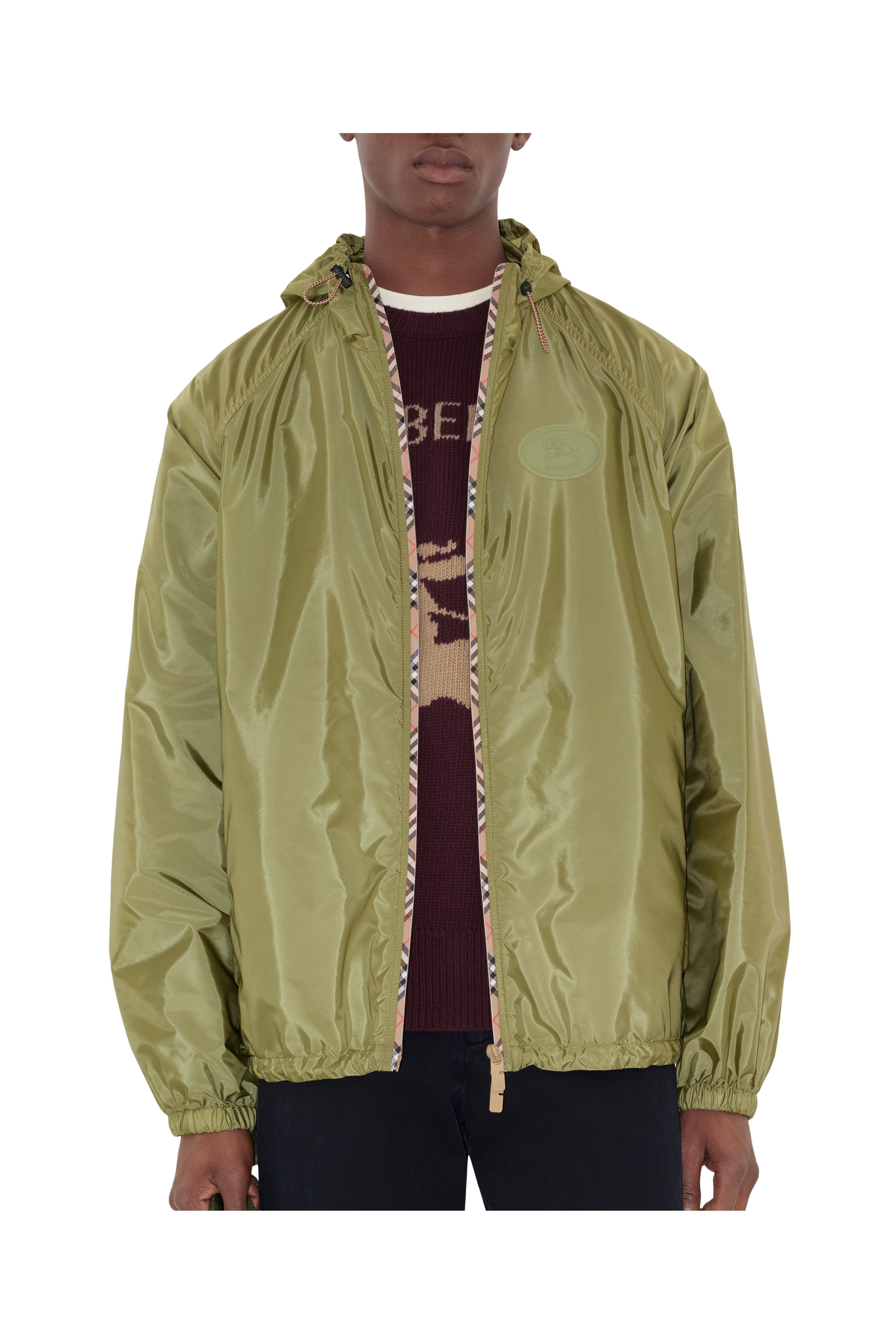 burberry Check Trim Nylon Hooded Jacket in Wreath Green at Nordstrom - 2