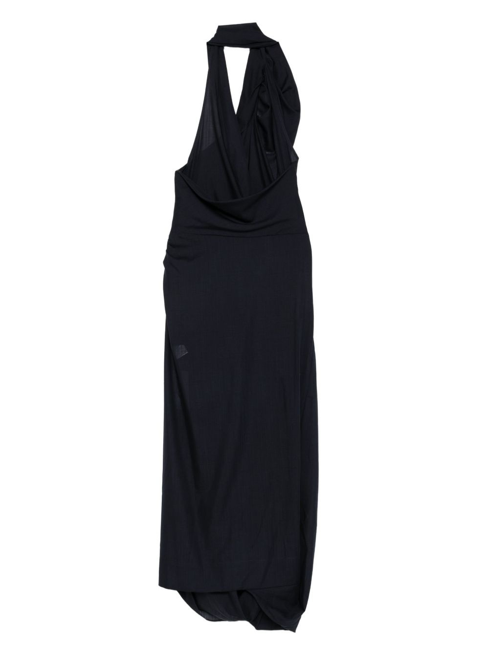 halter-neck draped dress - 2