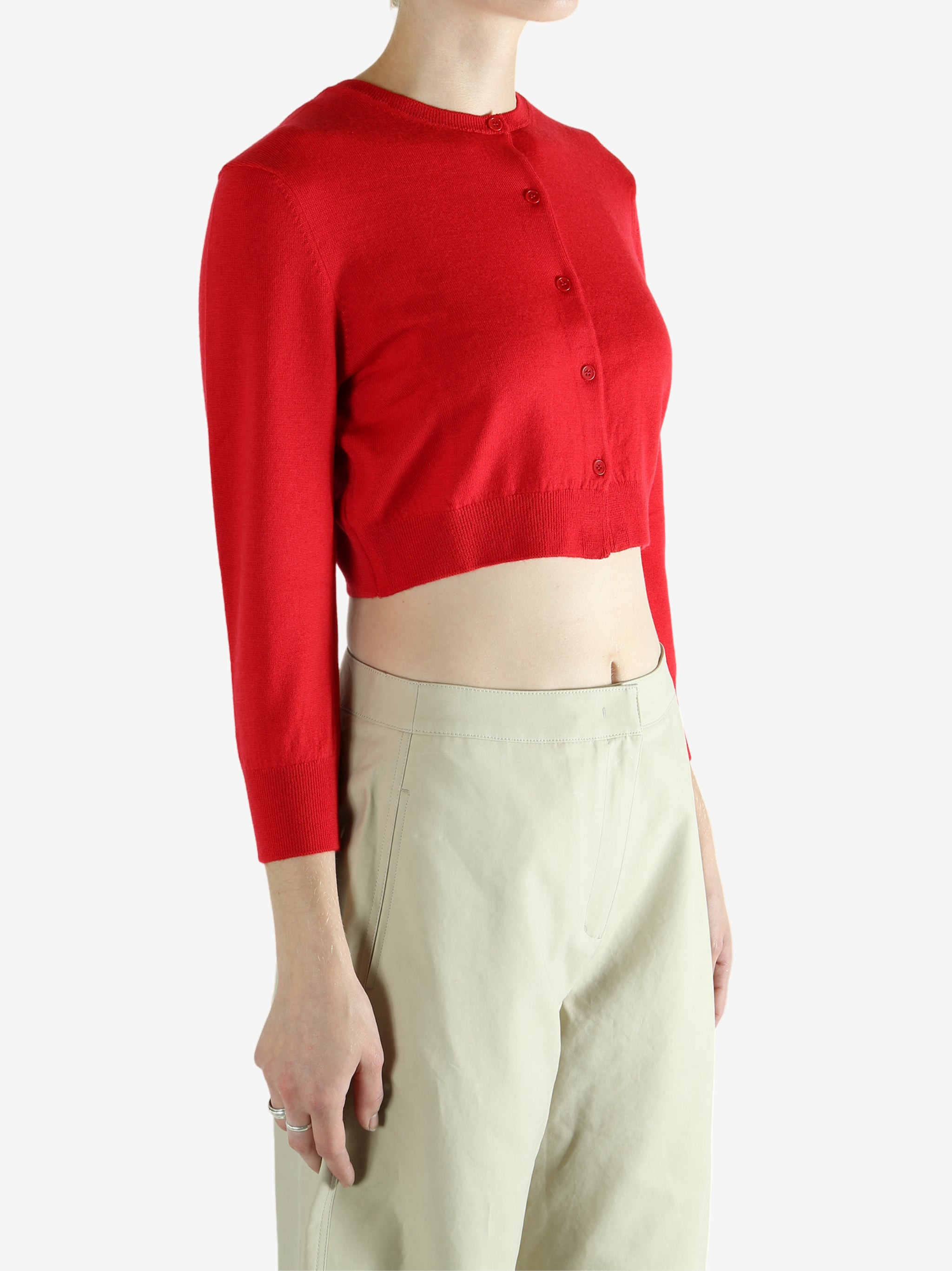 AMOMENTO - Women Round Neck Crop Cardigan - 2