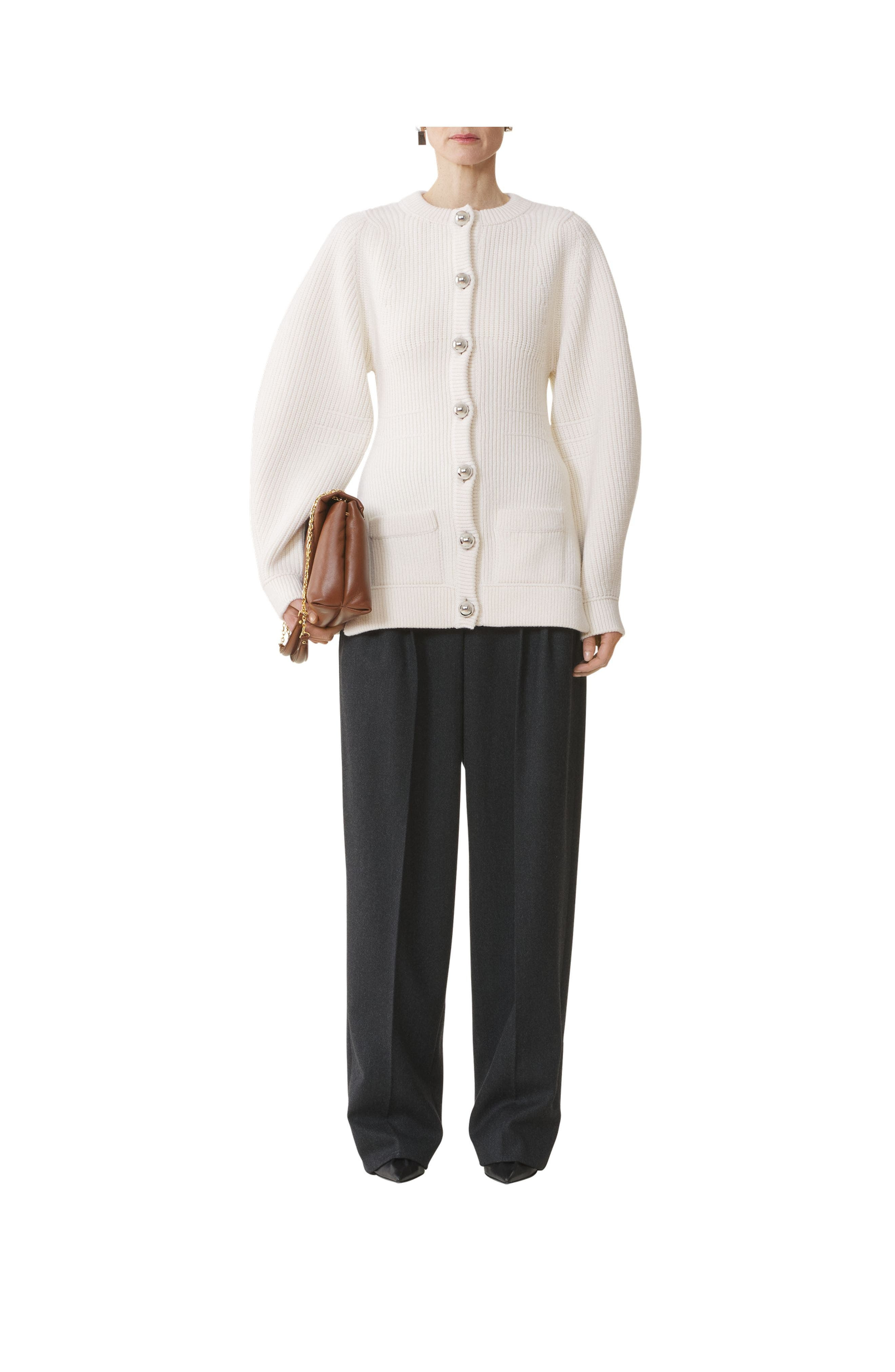 Lanvin Wool Ribbed Cardigan in Cloth at Nordstrom - 2