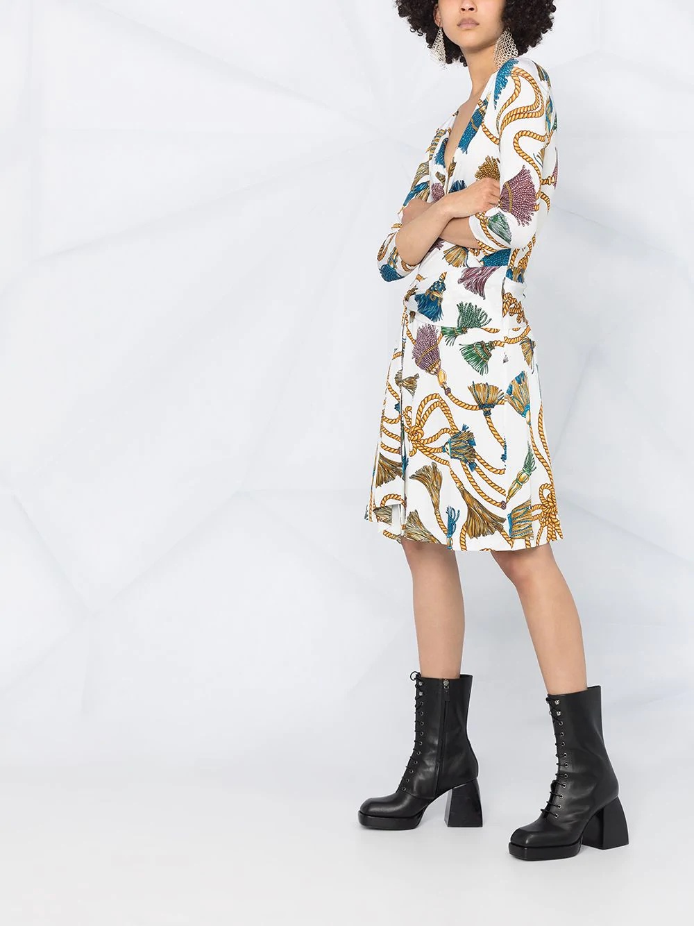 tassel-print dress - 4