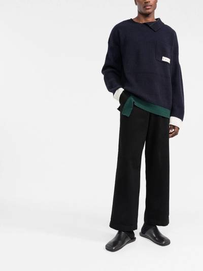 Marni logo-patch knitted jumper outlook