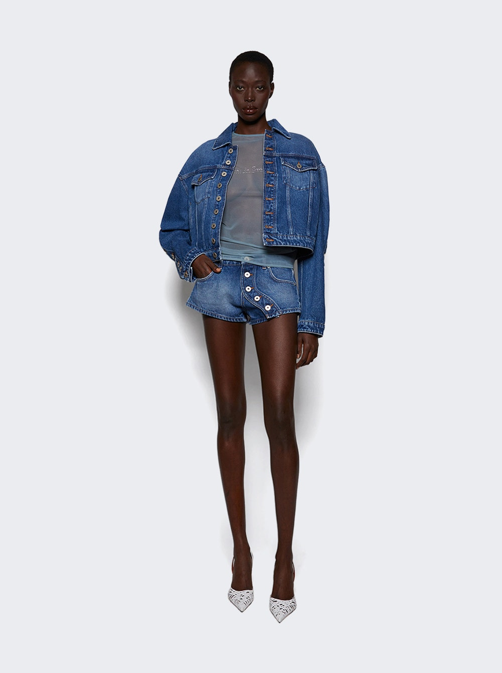 Buttoned Denim Jacket Vintage Blue - 5