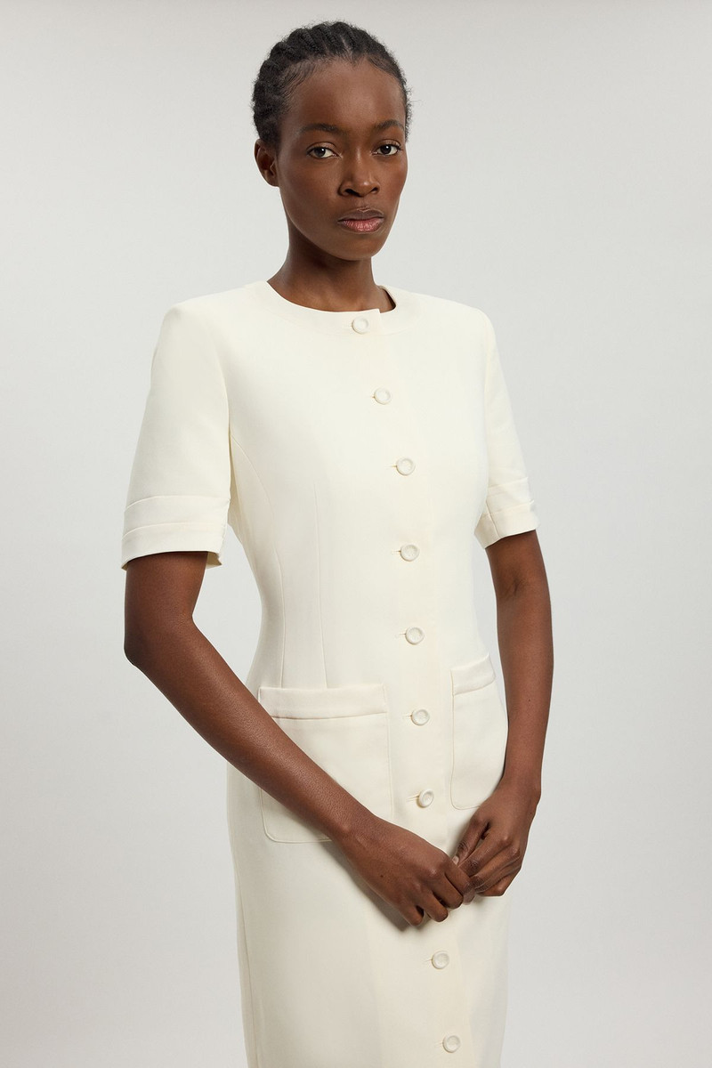 KAREN MILLEN Petite Satin Tux Short Sleeve Tailored Midi Dress outlook