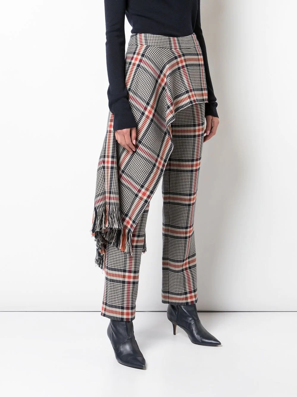 apron detail plaid trousers - 3