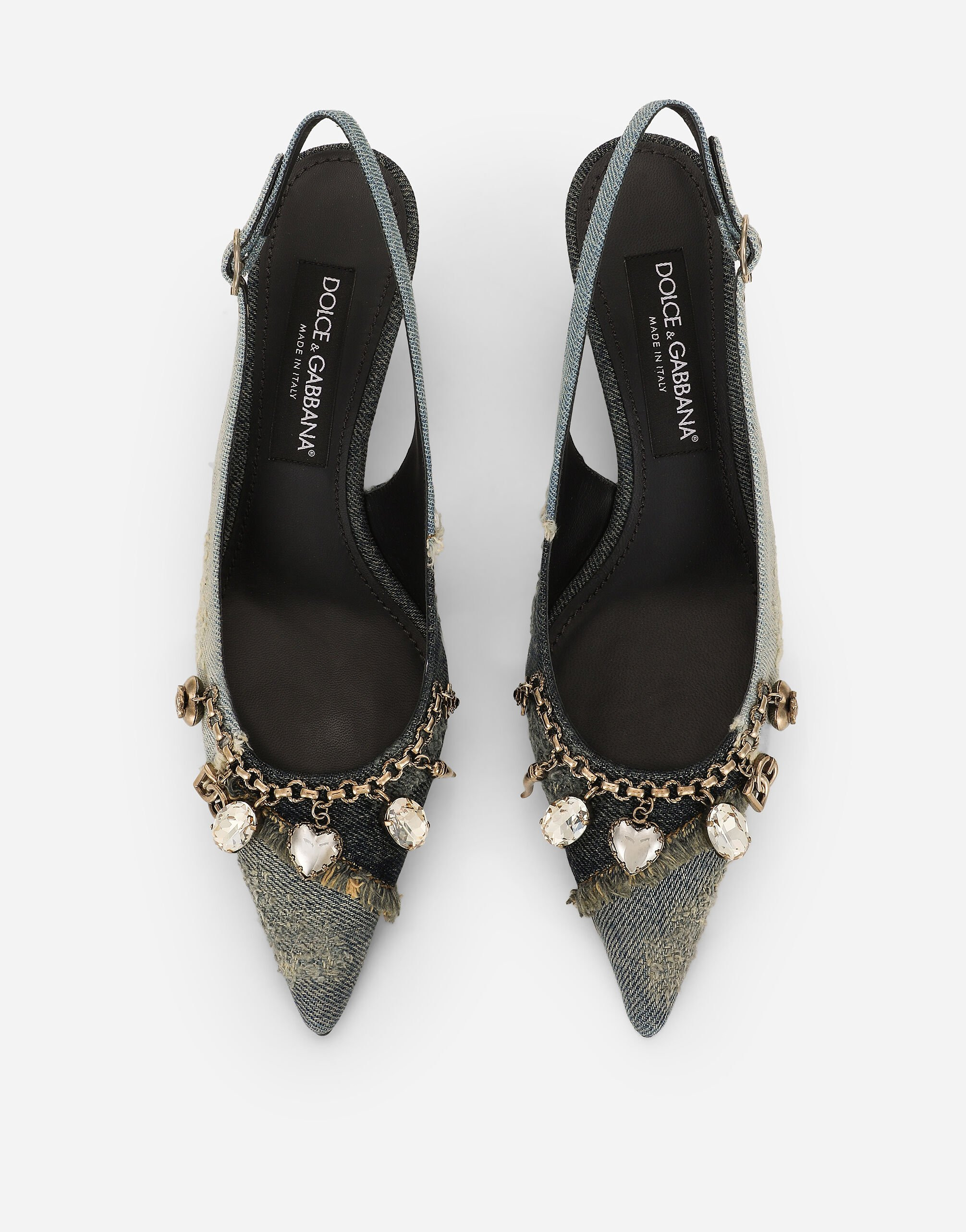 Patchwork denim slingbacks - 4