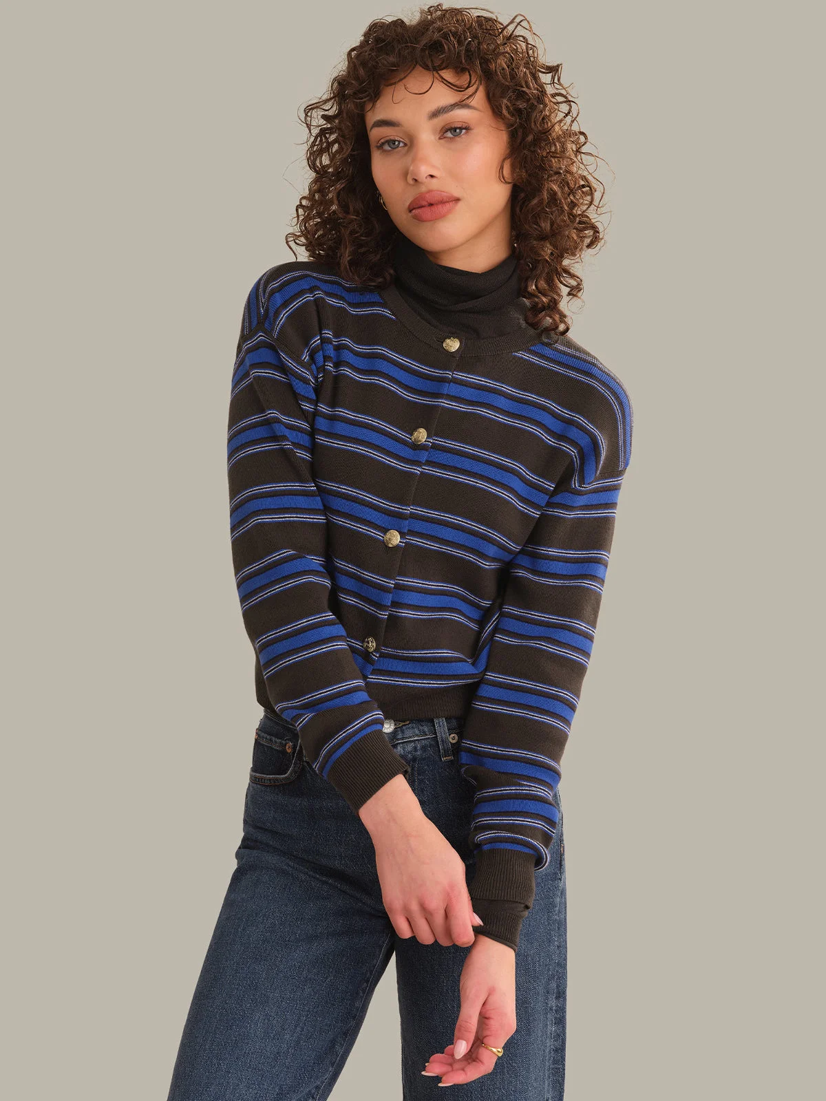 Tove Crewneck Stripe Cardigan - 1