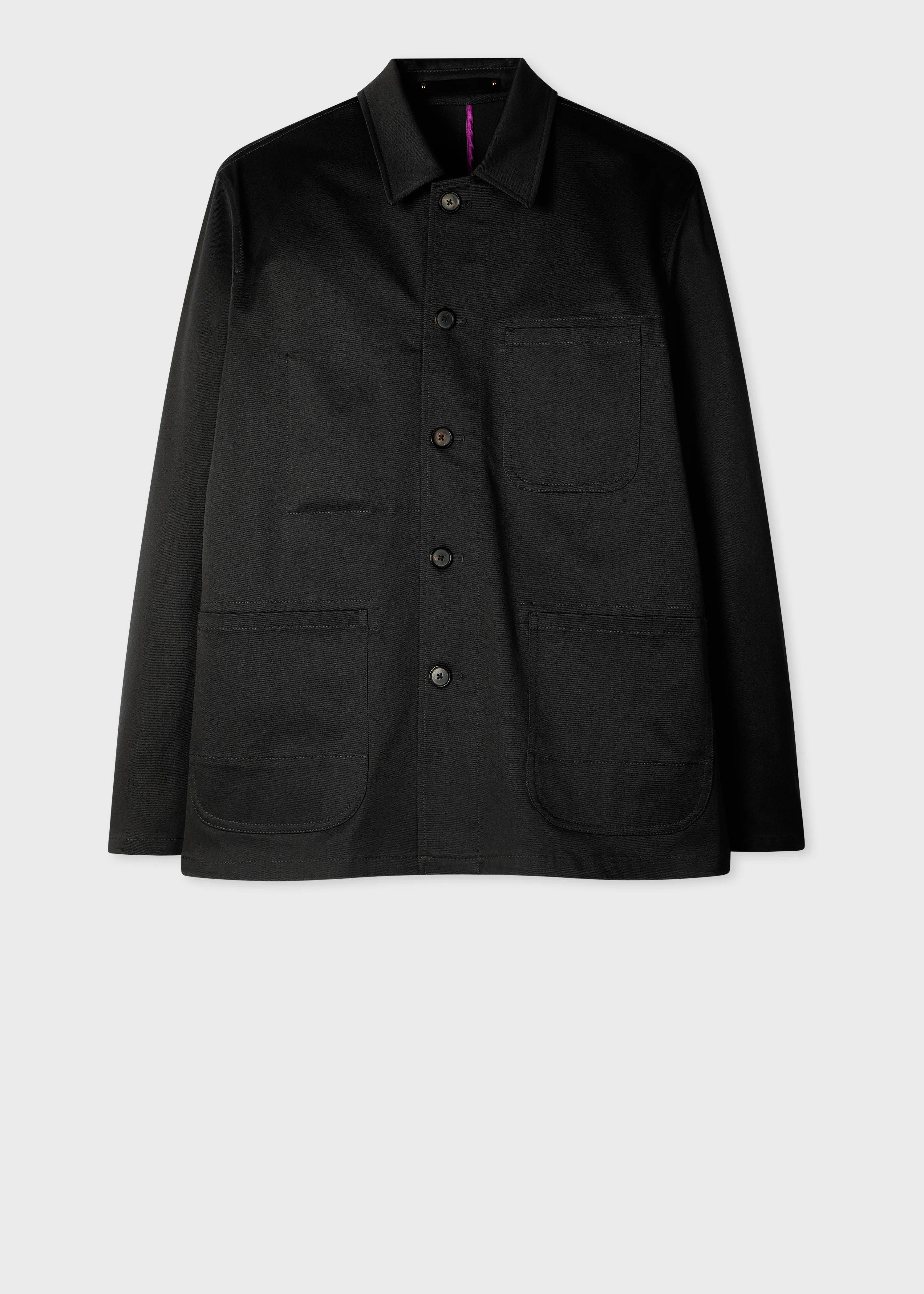 Black Cotton-Twill Chore Jacket - 1