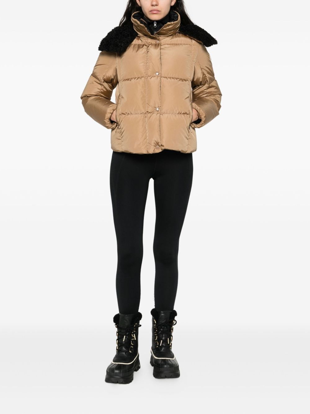 faux-fur collar zip-up coat - 2