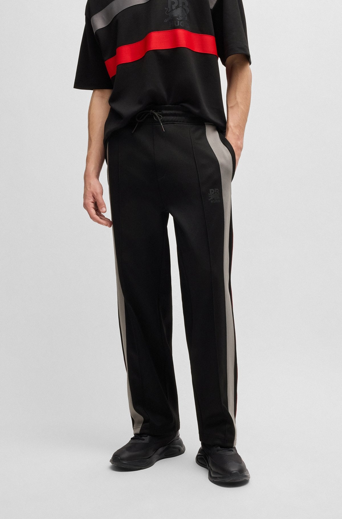 HUGO X RB OVERSIZE-FIT TROUSERS WITH TAPE AND SIGNATURE BULL ICON - 2