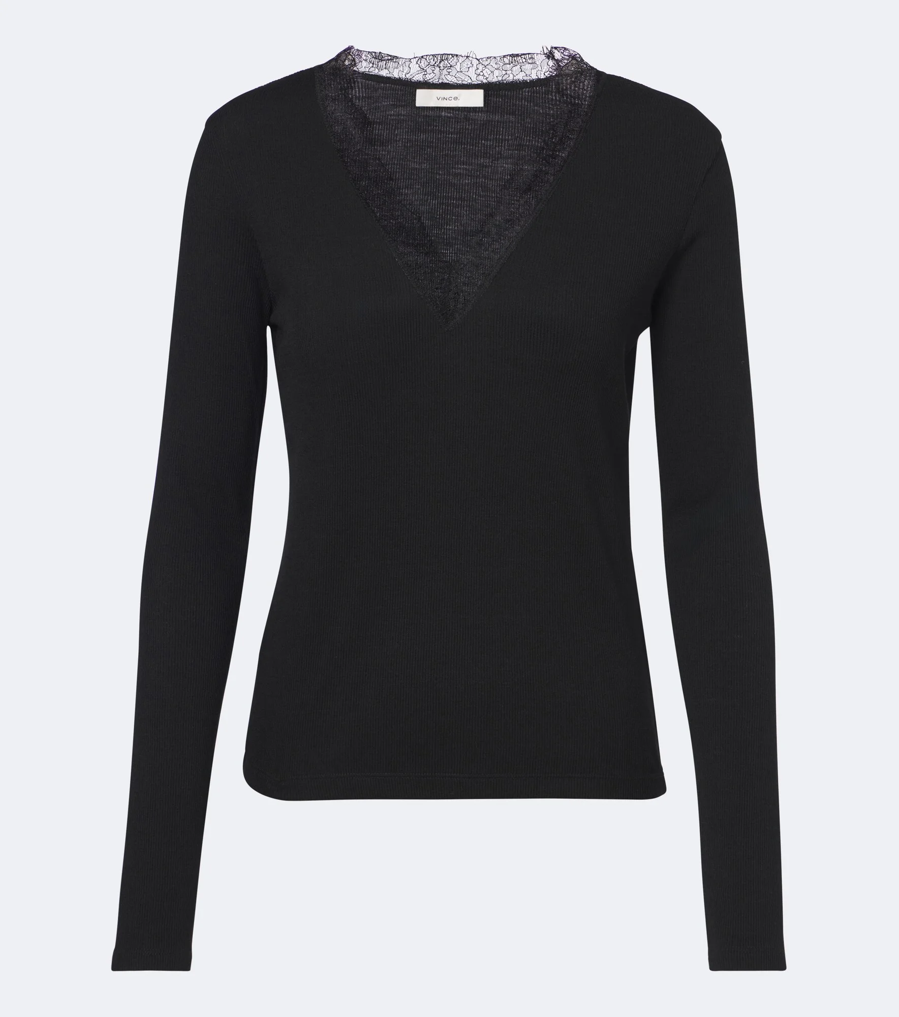 Lace-trimmed ribbed-knit top - 1