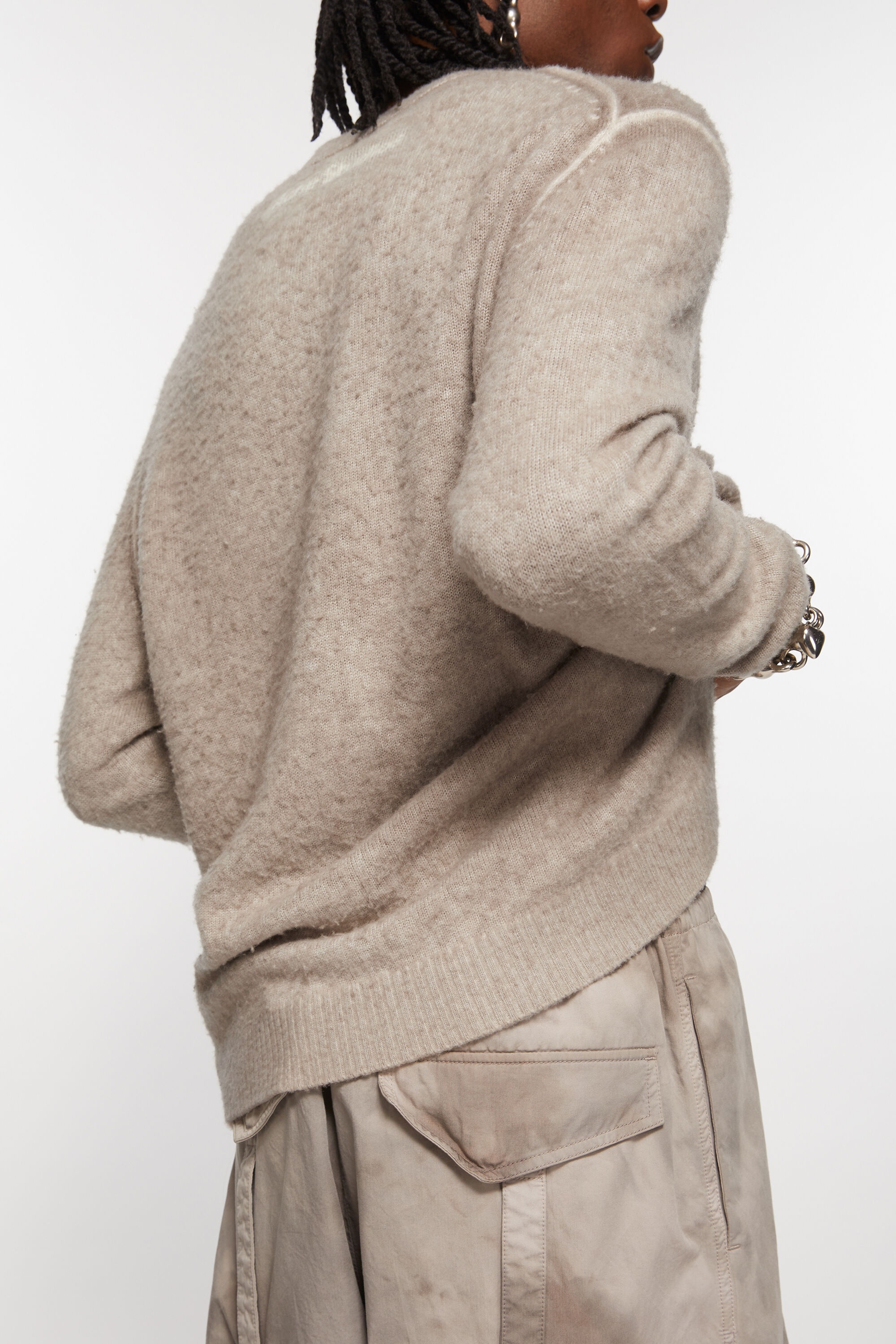 Printed crewneck jumper - Beige - 4