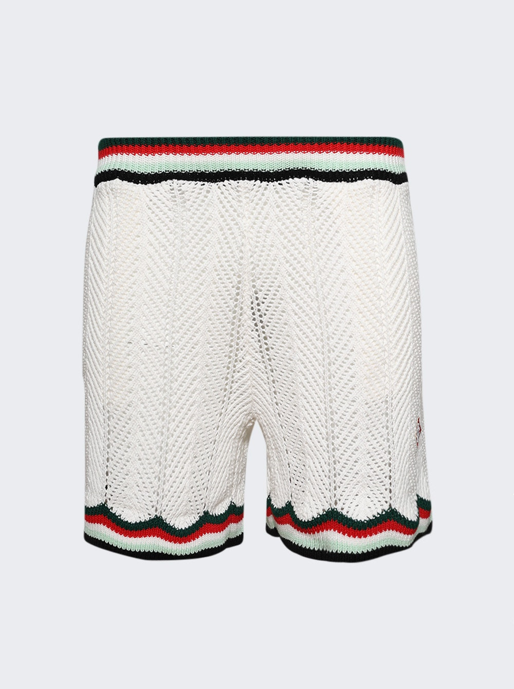 Chevron Faux Crochet Shorts White - 1