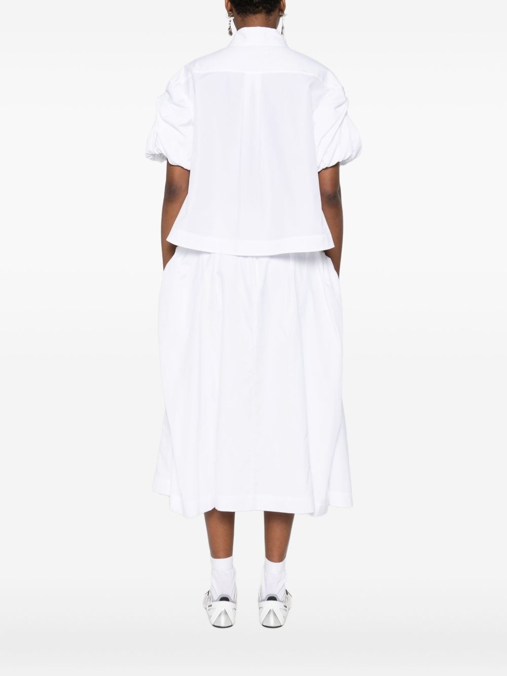 cropped puff-sleeves shirt - 4
